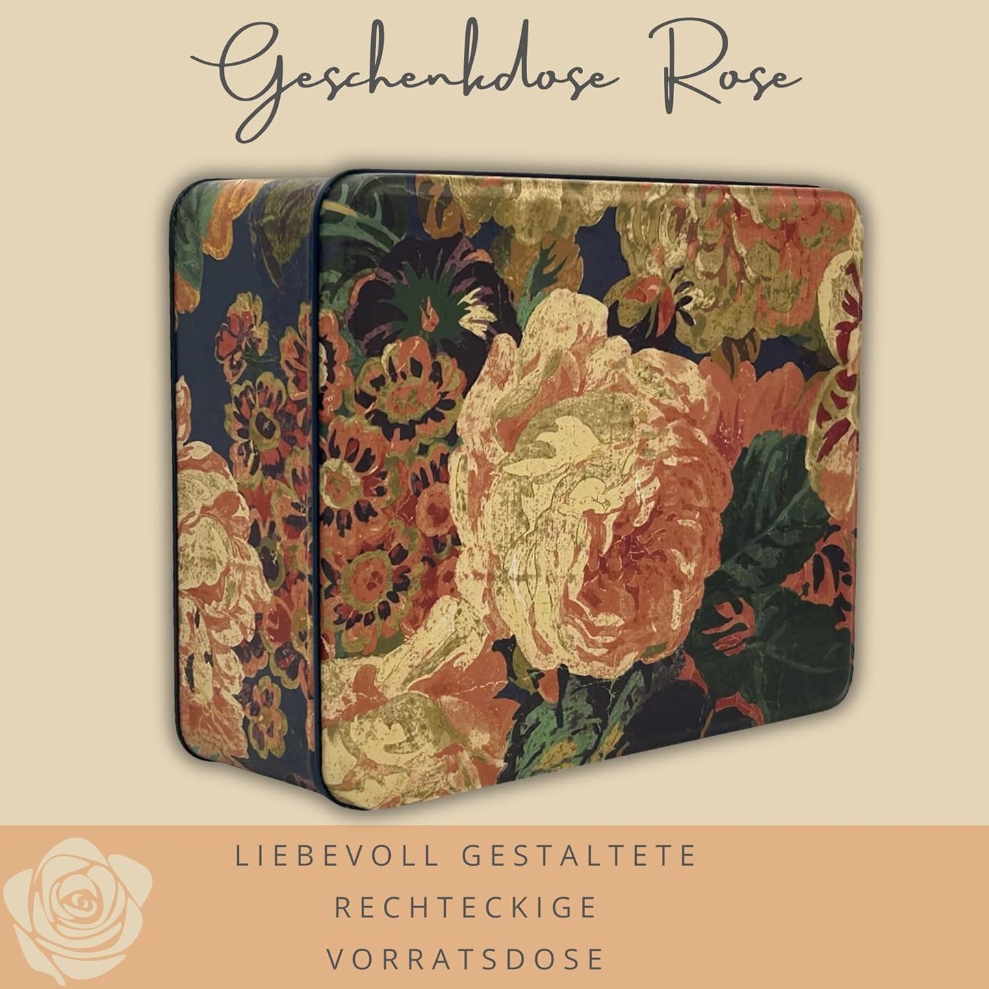 Geschenkdose Design Sanderson Rosen-Motiv, Rose