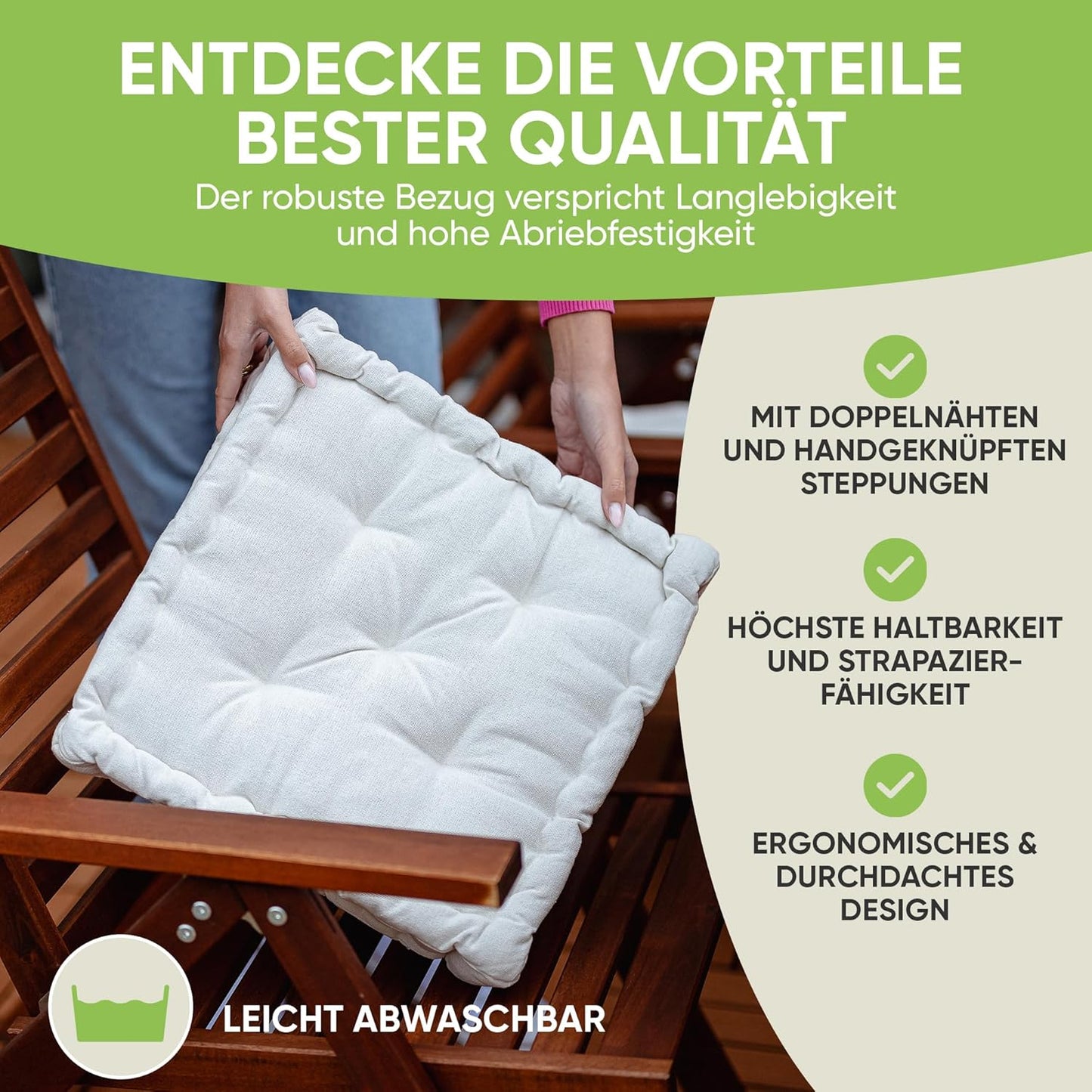 Steppkissen für Stühle, 4 Stück (1er Pack) Creme