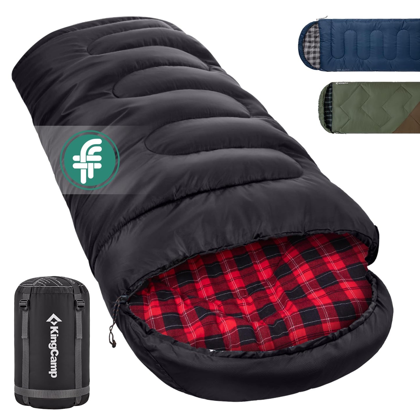 Schlafsack für Erwachsene, Everyday 4 Jahreszeiten Schwarz-R-Zip