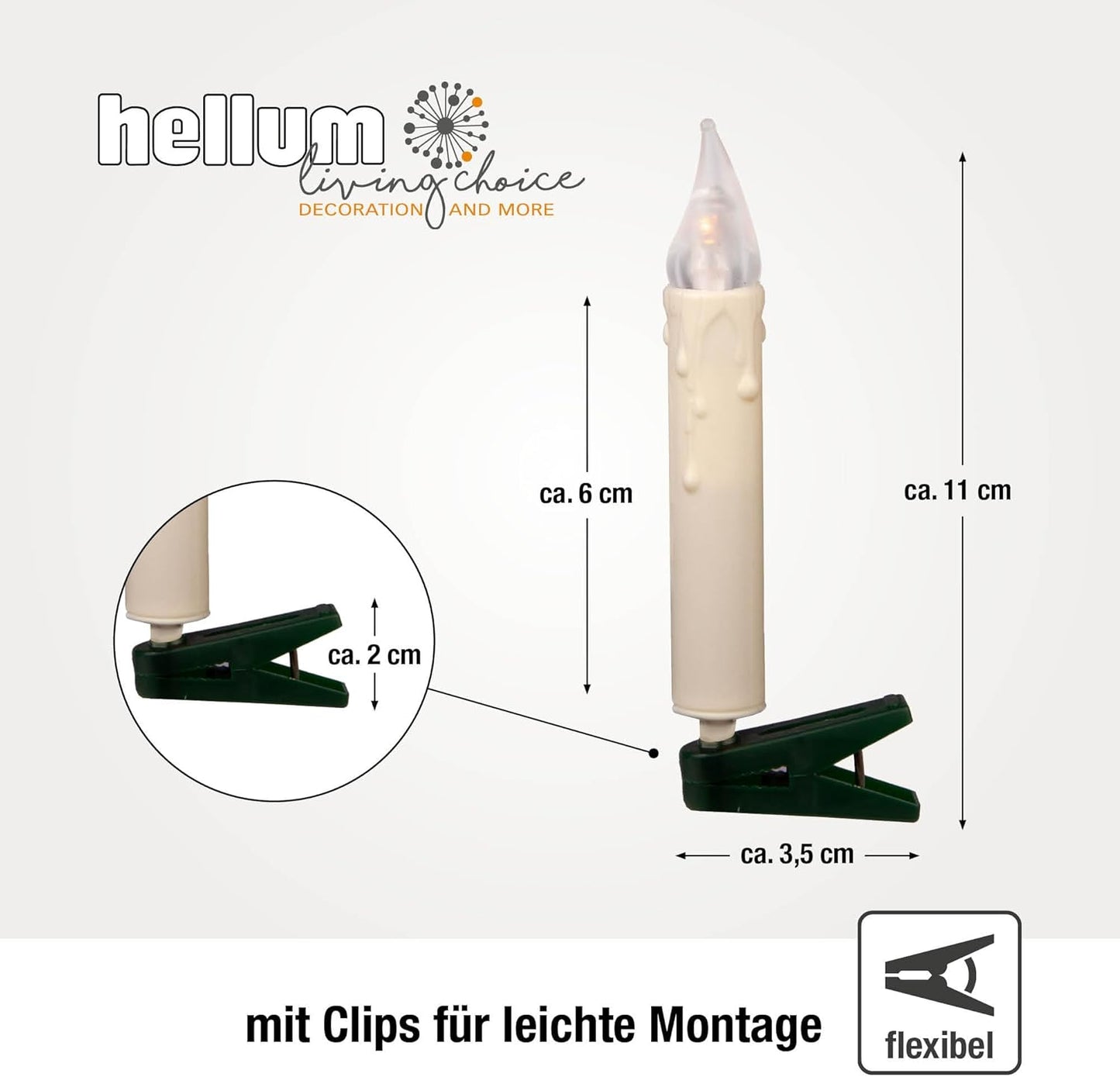 Kerzen-Lichterkette mit 45 Kerzen, Elfenbein 45 LED / 10,35m beleuchtet