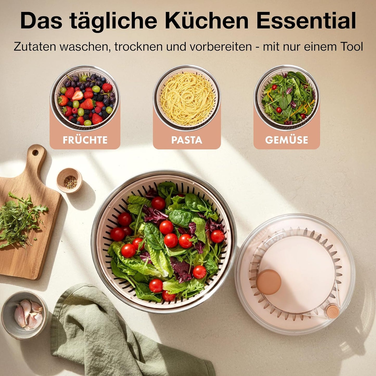 Salatschleuder, Beige