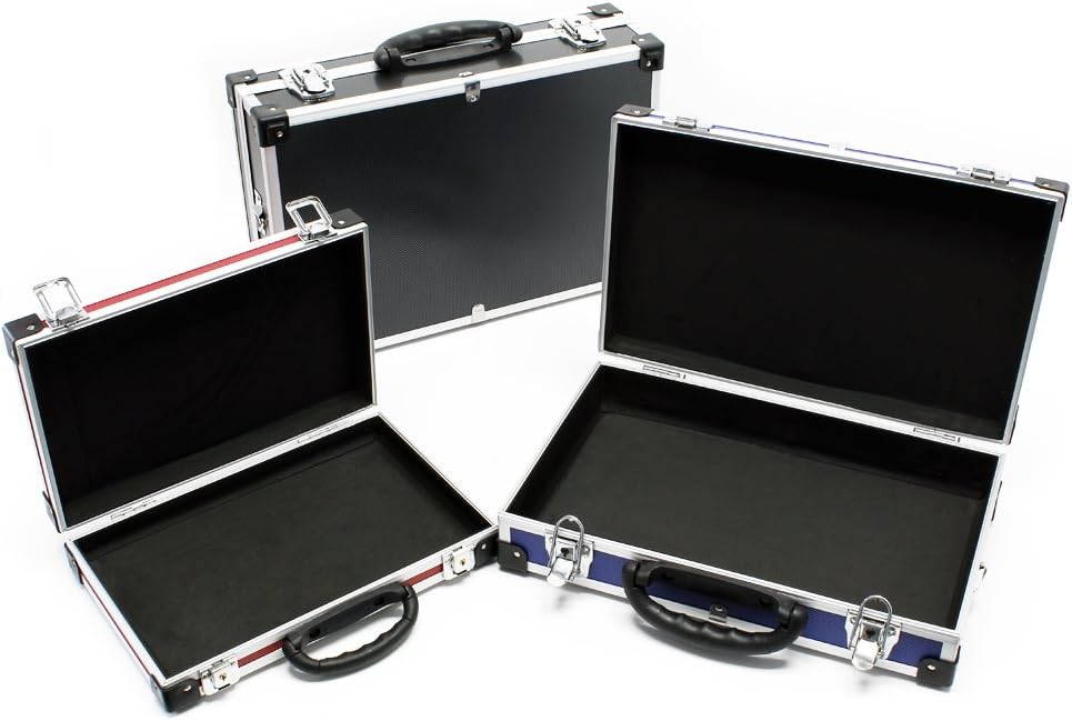 3-tlg. Aluminium Koffer-Set, abschliessbar, Schwarz, Blau, Rot, Set 3-tlg.