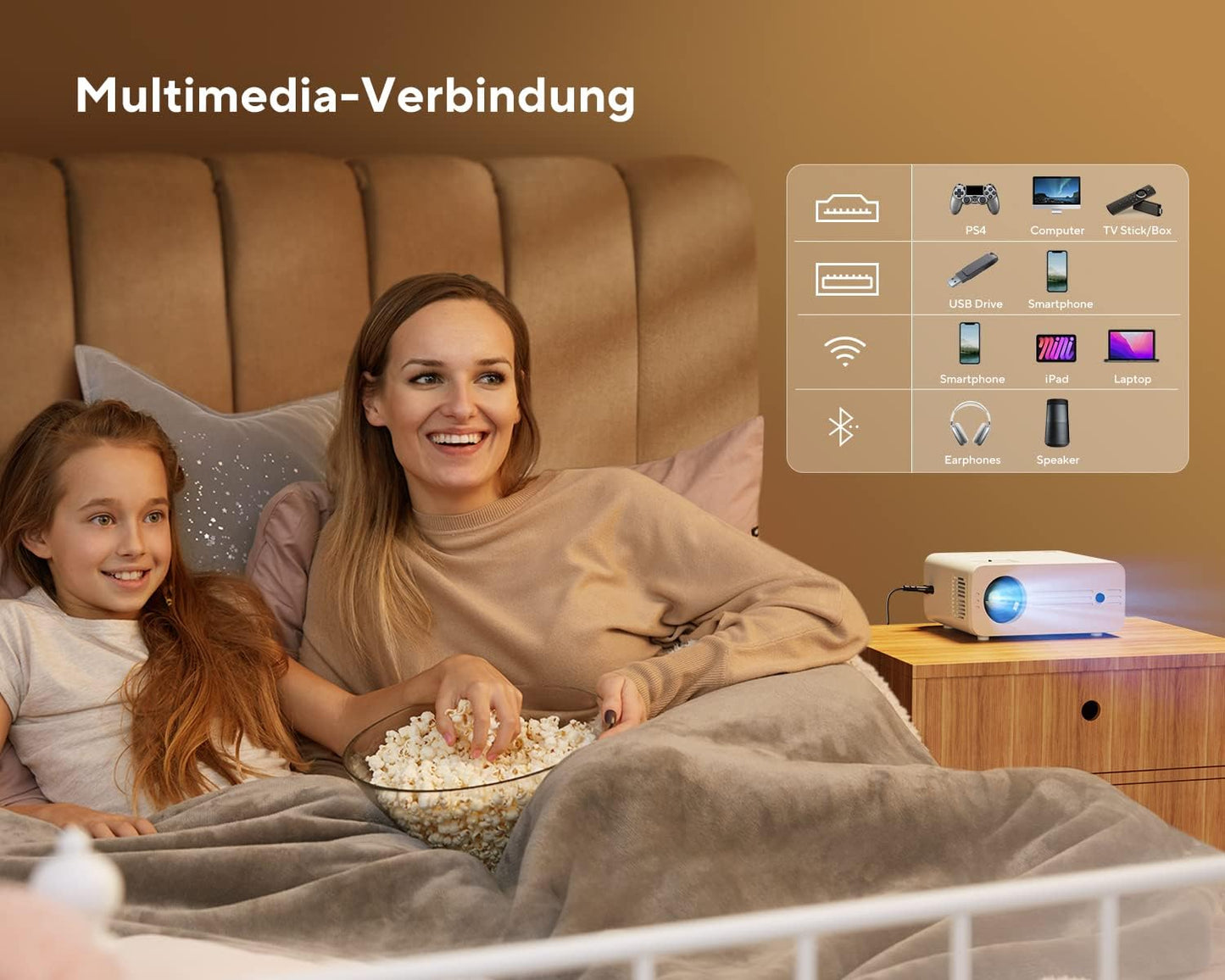 Full HD LED-Heimkino-Beamer mit WiFi & Bluetooth