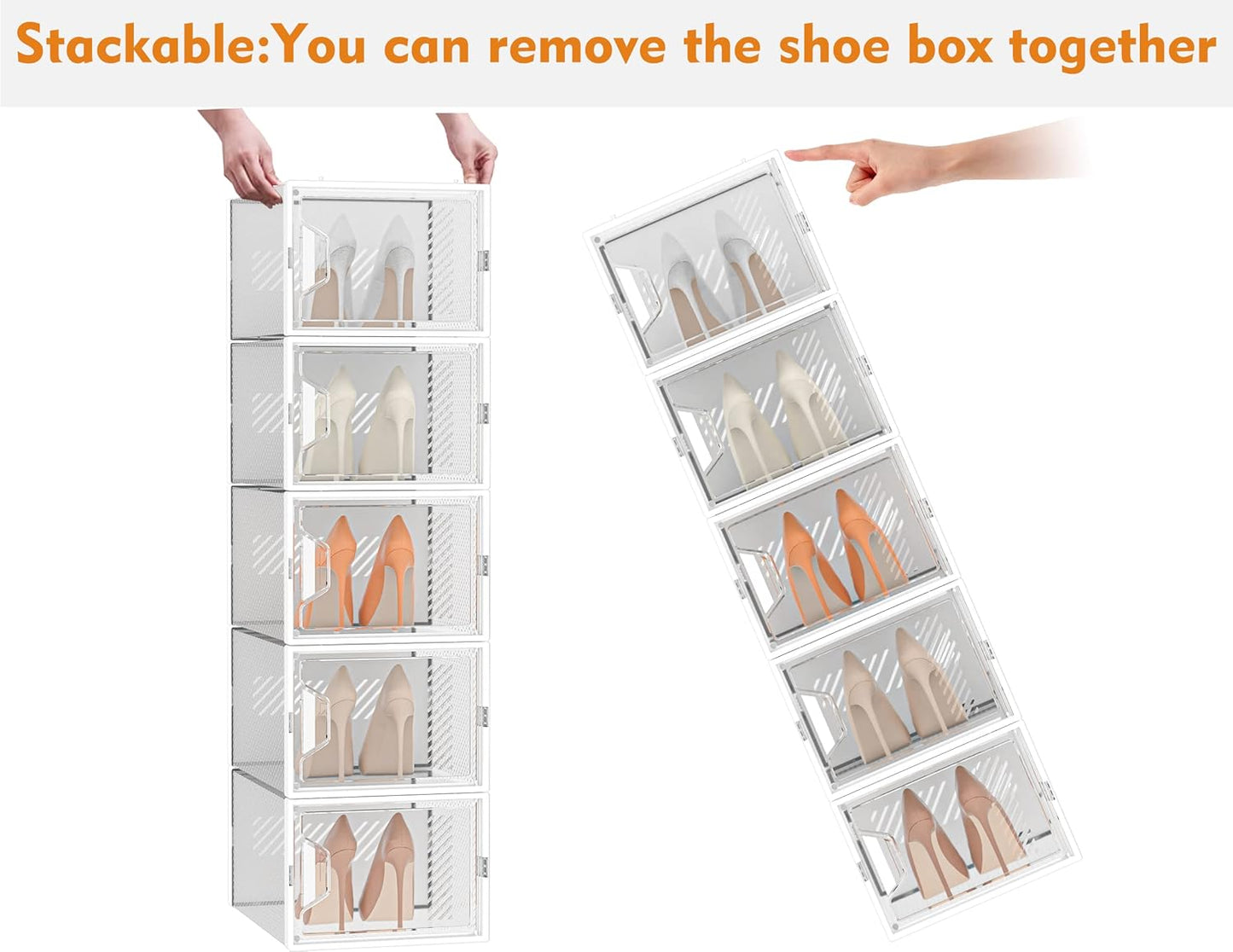 12er-Pack Stapelbare Schuhboxen, 12 Transparent