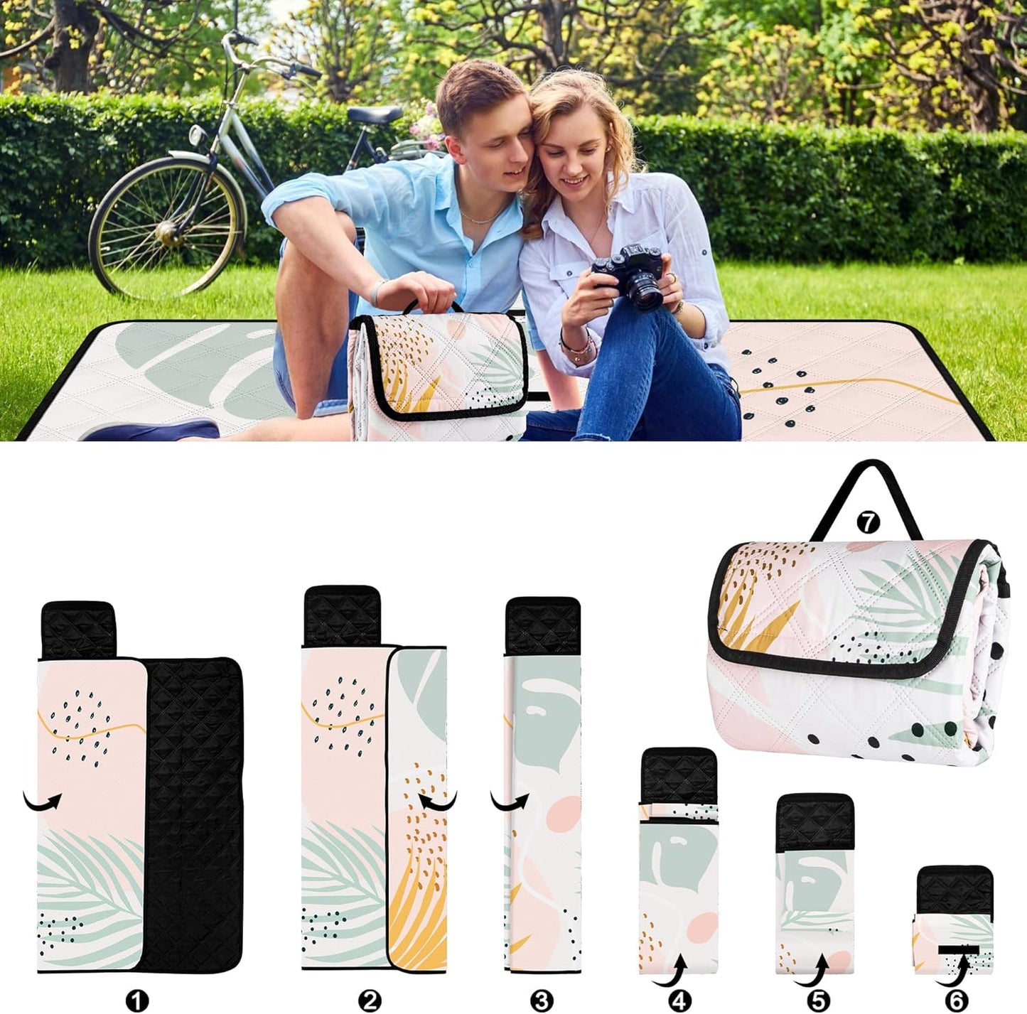 Wasserdichte Picknickdecke, Berry 200 x 200 cm 1