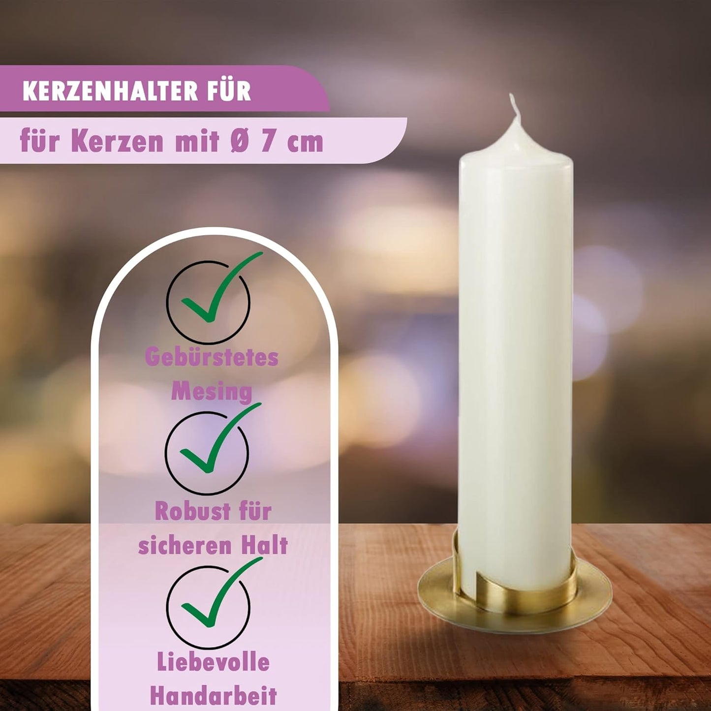 Kerzenleuchter, Ø 7 cm Gold