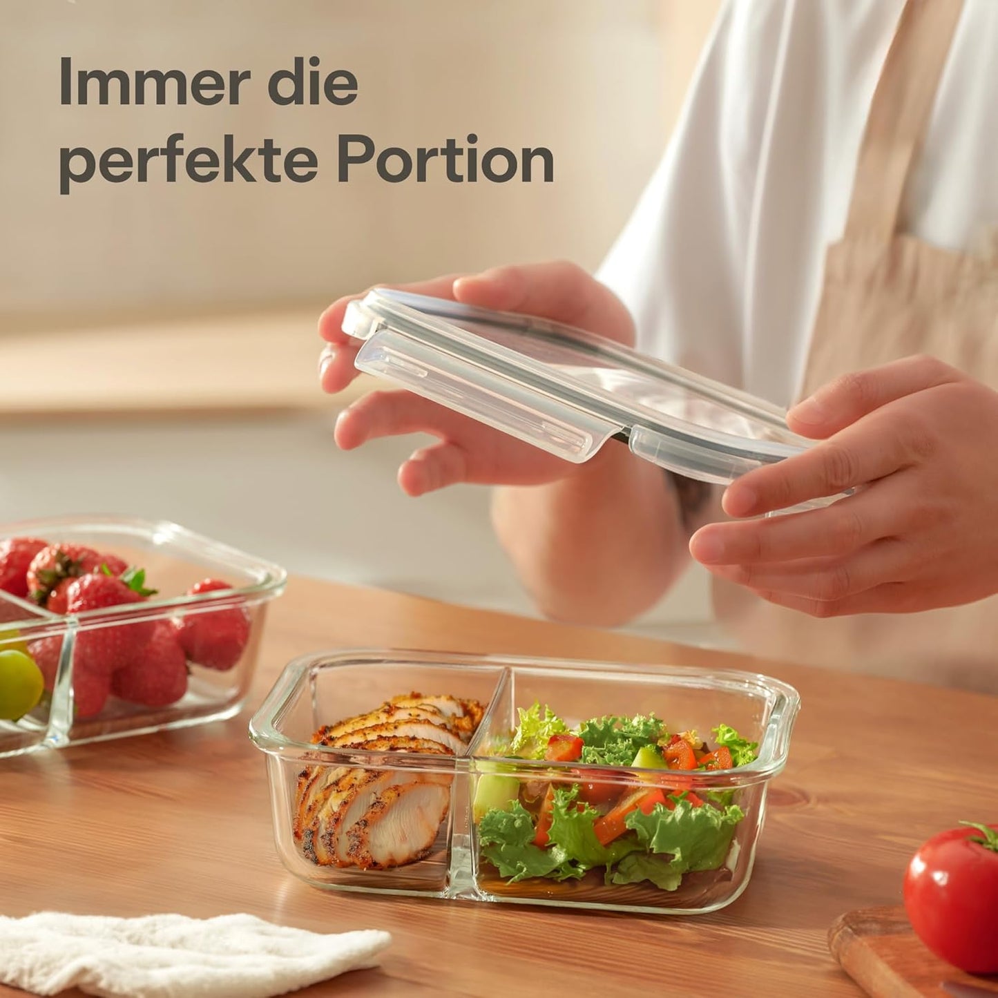 2er-Set Vorratsdose mit 2 Fächern, 2x mit 2 Fächern