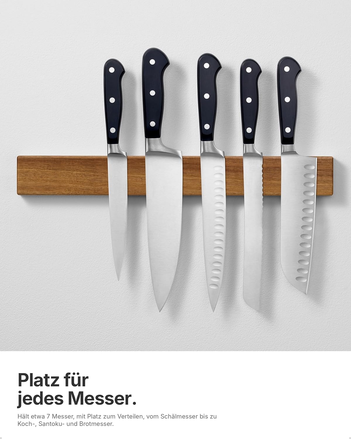 Magnetleiste für 7 Messer, Akazie 40 cm / 16″