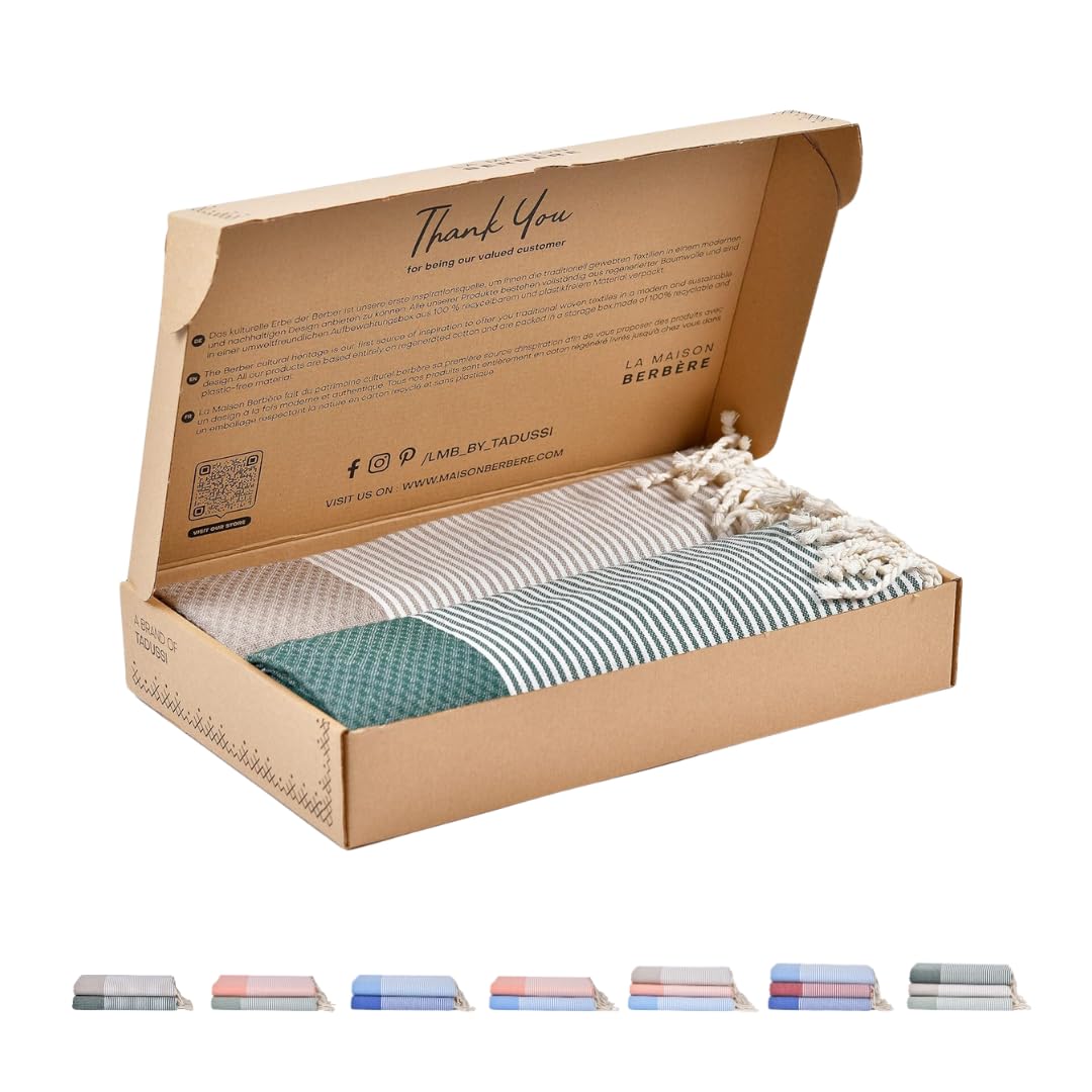 2er-Set Hamamtuch, Set Of 2 -H- Creme & Dunkelgrün Honeycomb