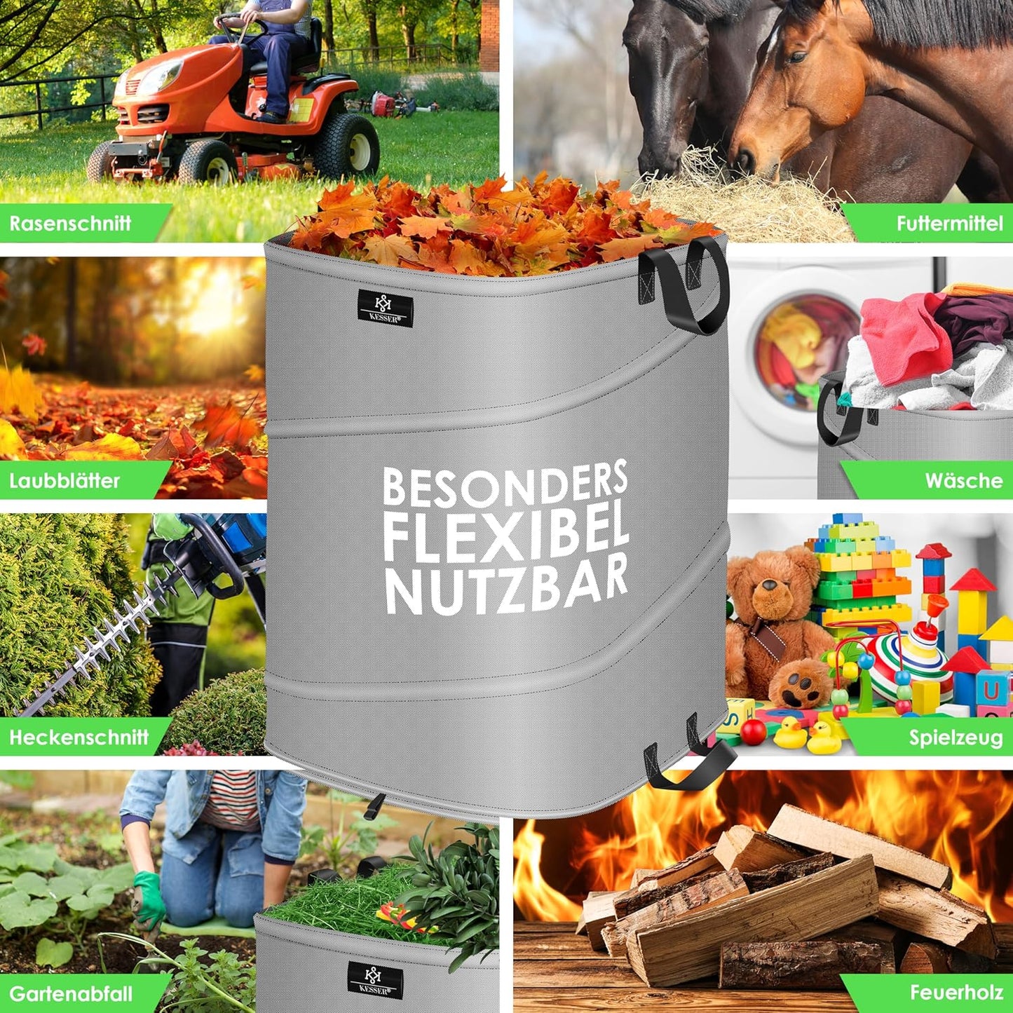 Pop-Up Gartensack mit 219 Liter Volumen, 1x 219 Liter Grau / Schwarz
