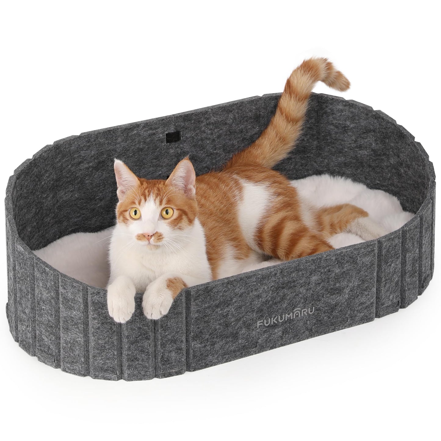 Katzen-Couchbett mit Kunstfell-Kissen, grau