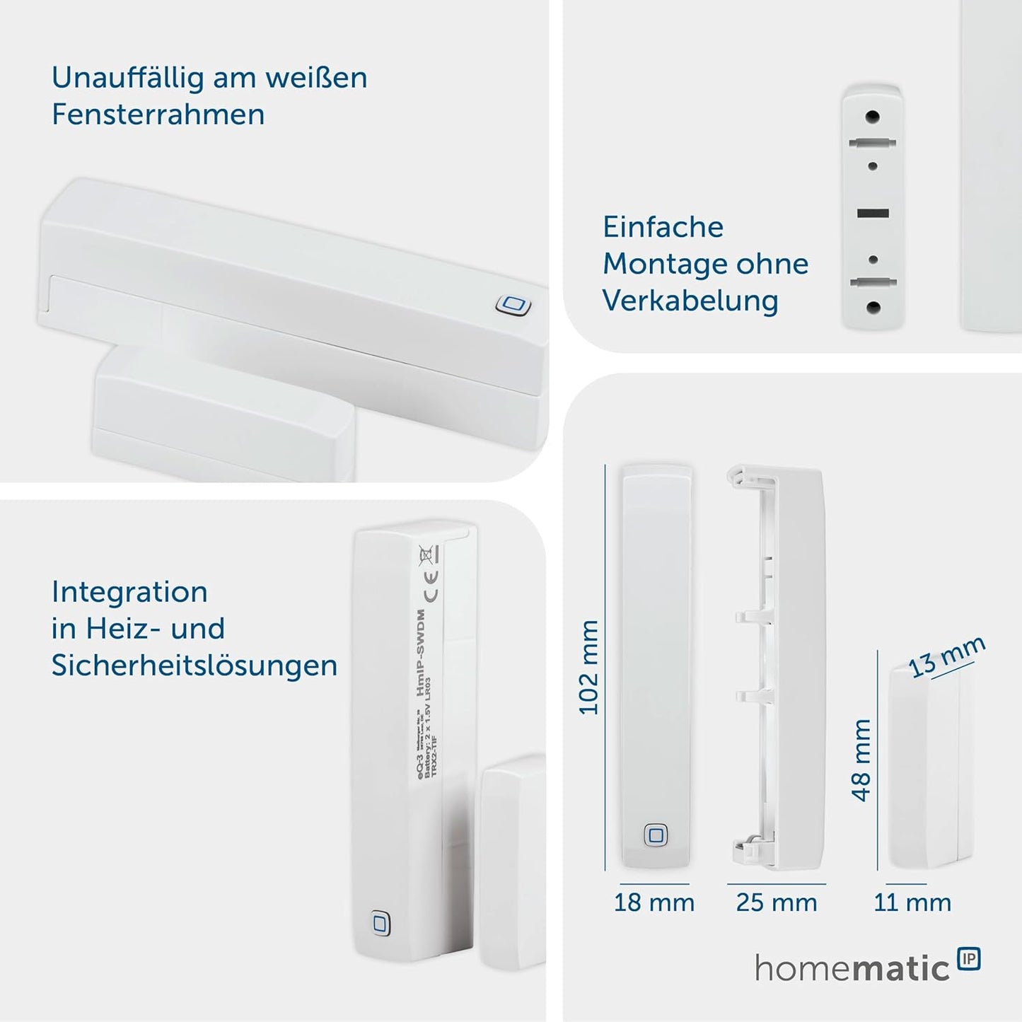 Homematic IP Heizkörperthermostat mit Thermostat & Sensor, Set Heizen – easy connect