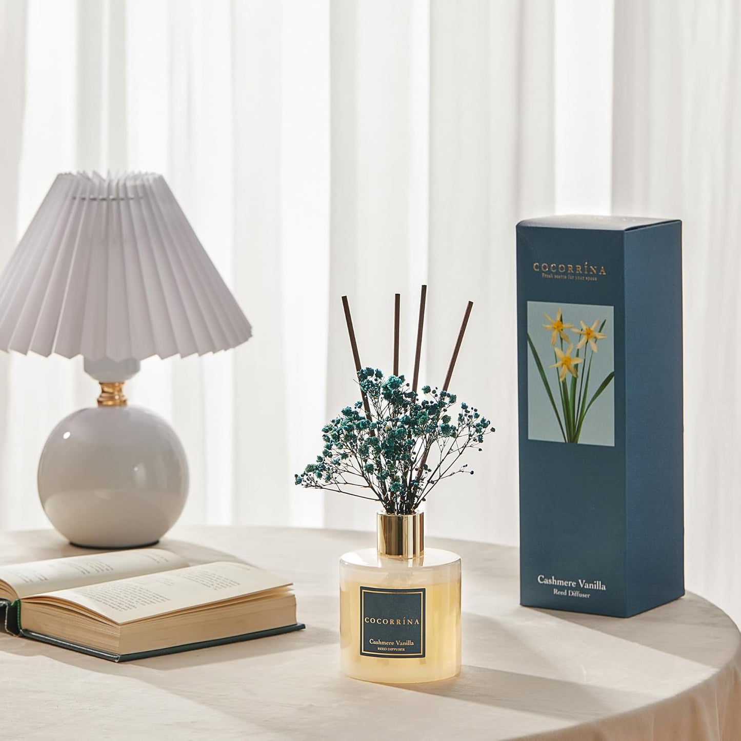Raumduft Reed Diffuser mit Duftstäbchen, Kaschmir Vanille 200ml