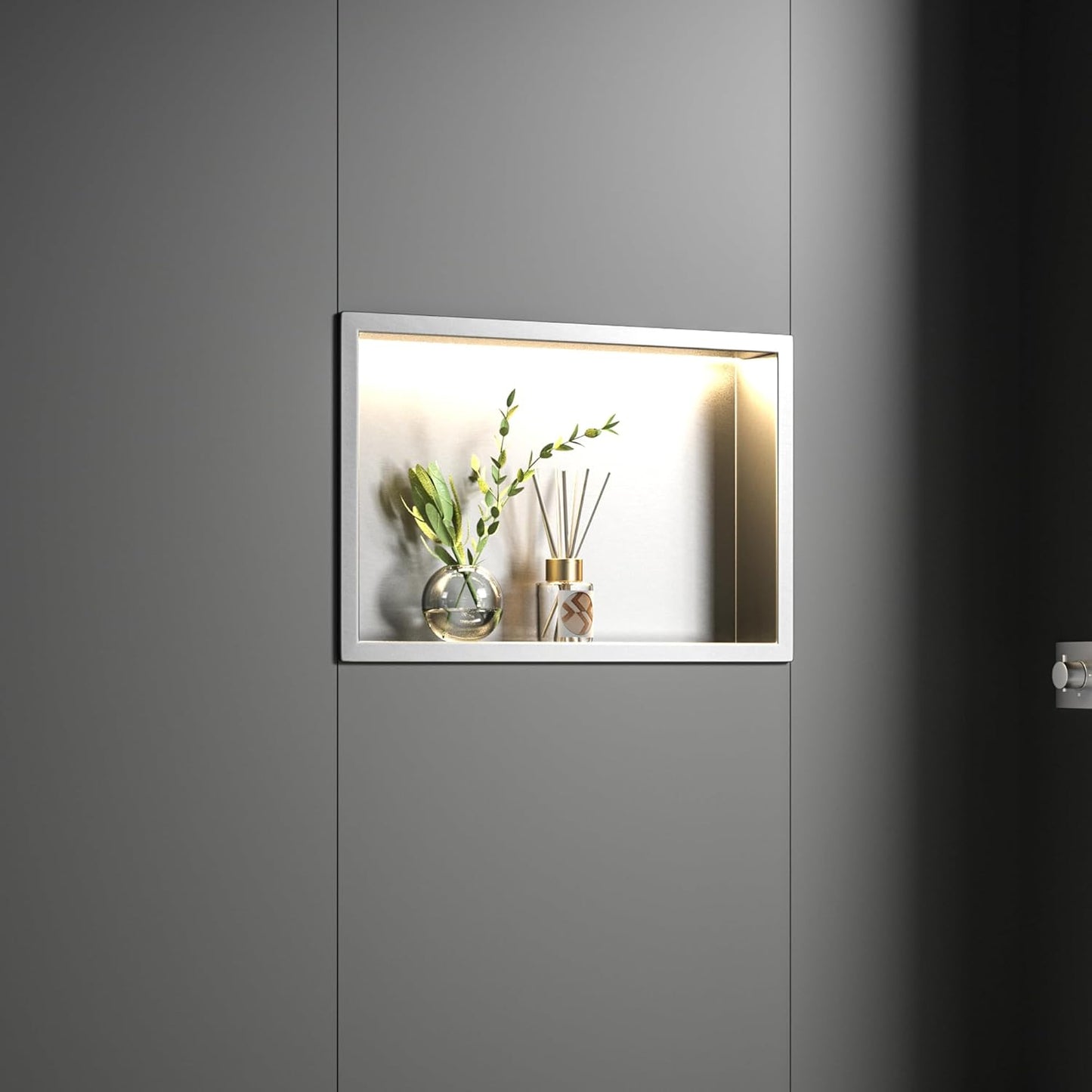 Duschnische mit LED-Licht, wasserdicht, Silber 45 x 30 x 10 cm