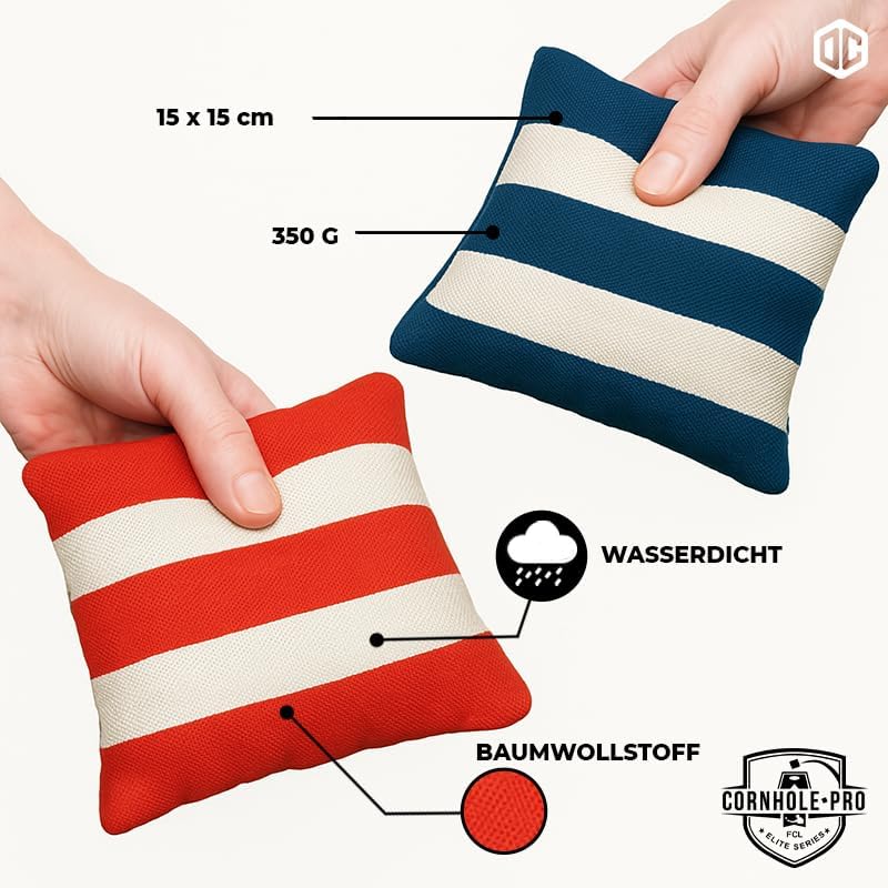 Cornhole Säckchen, Cornhole Tasche - Blaue und Rote gestreift