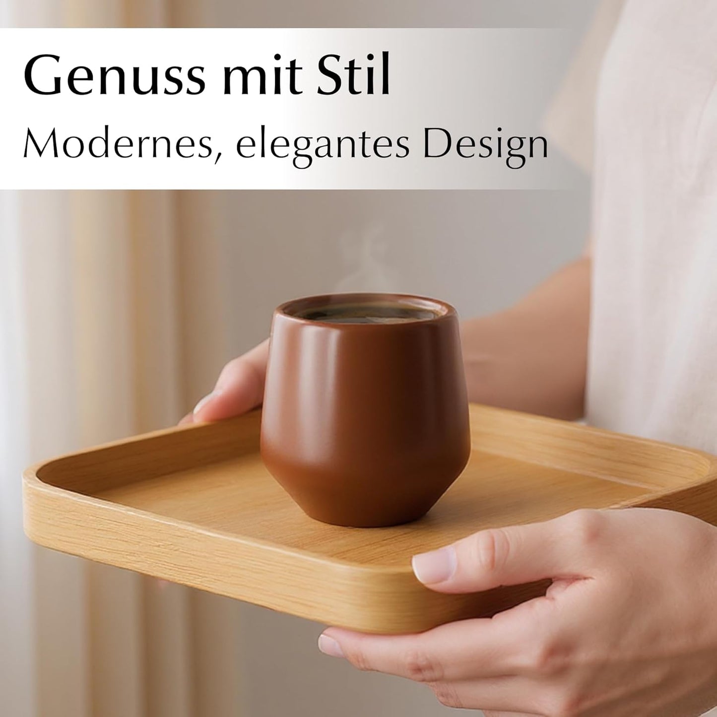 4er-Set Espressotassen ohne Henkel, Beige Pastel