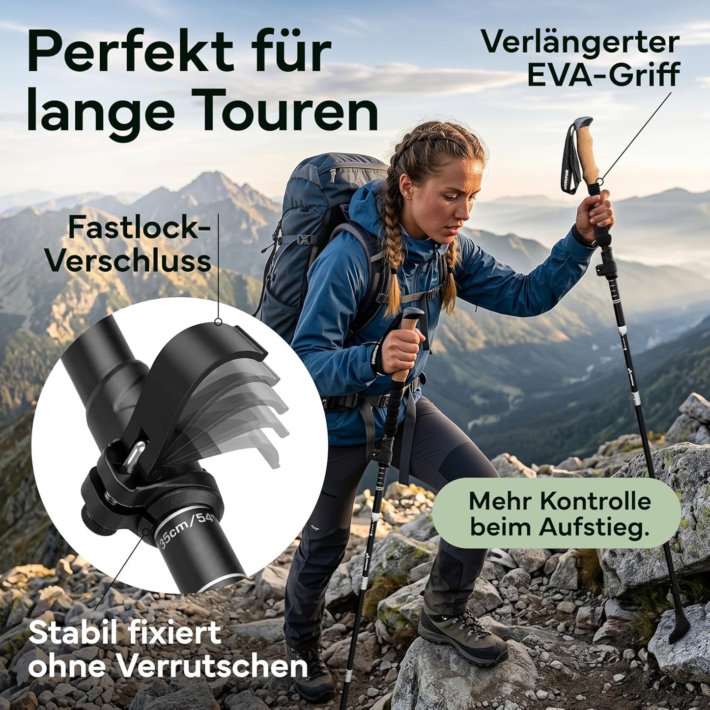 Ultraleichte faltbare Trekkingstöcke, Aluminum 100-120cm