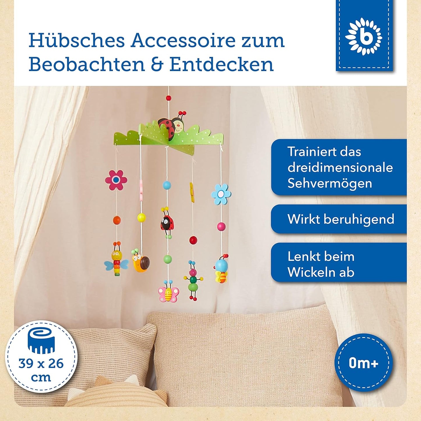 3D Baby Mobile Käferchen, Rosa
