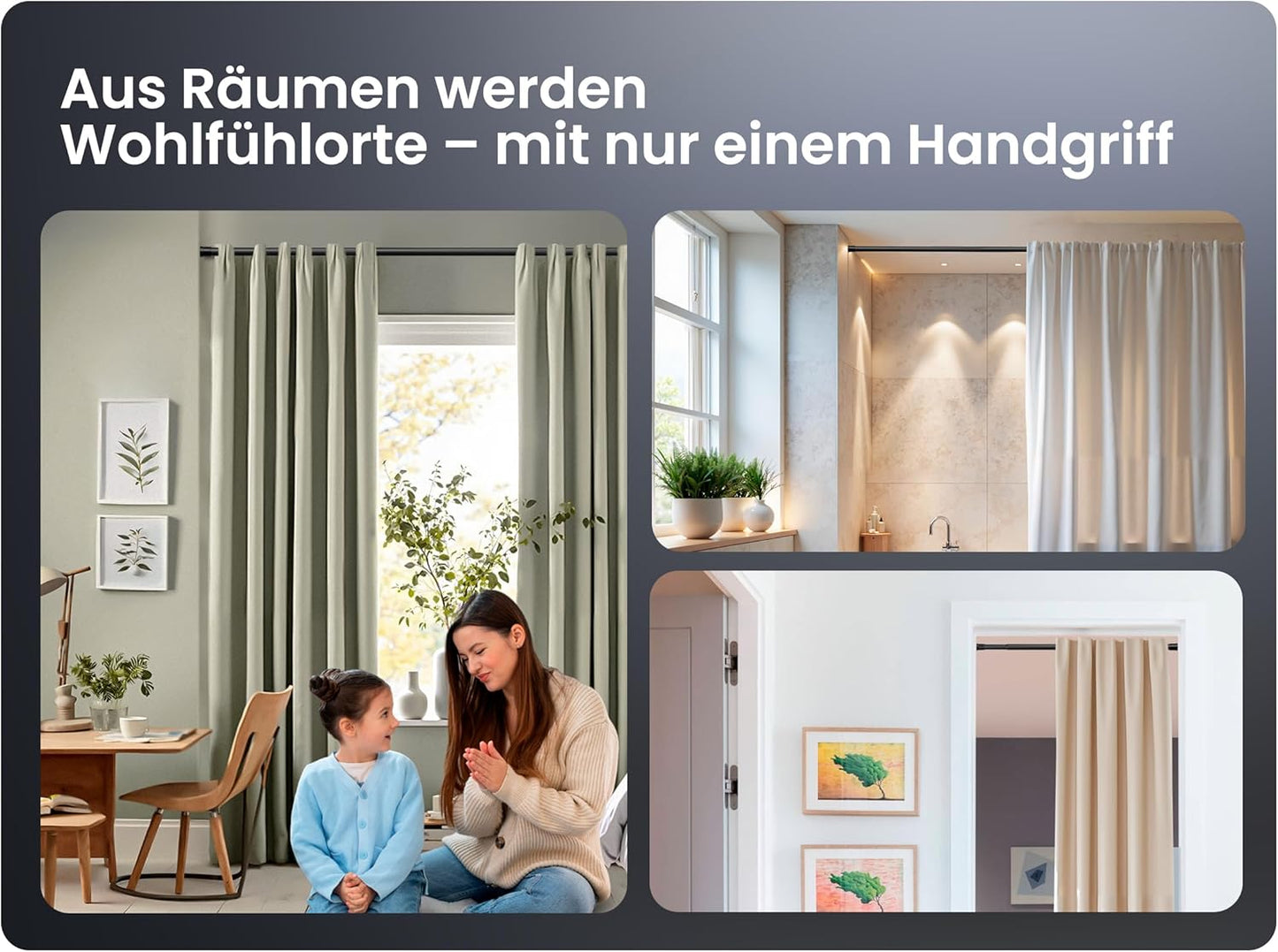 Teleskopstange für Vorhänge und Duschen, 70-120 cm, 70-120 cm Grau