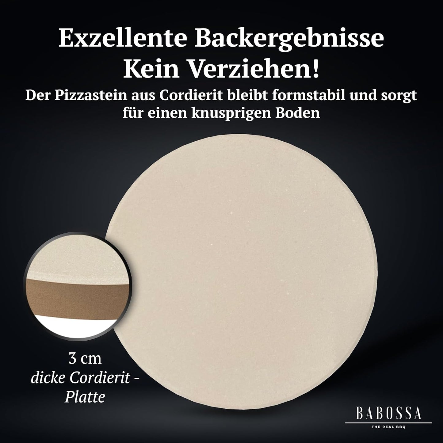 Pizzastein für den Grill, Pizzastein (hochwertiges Cordierit)