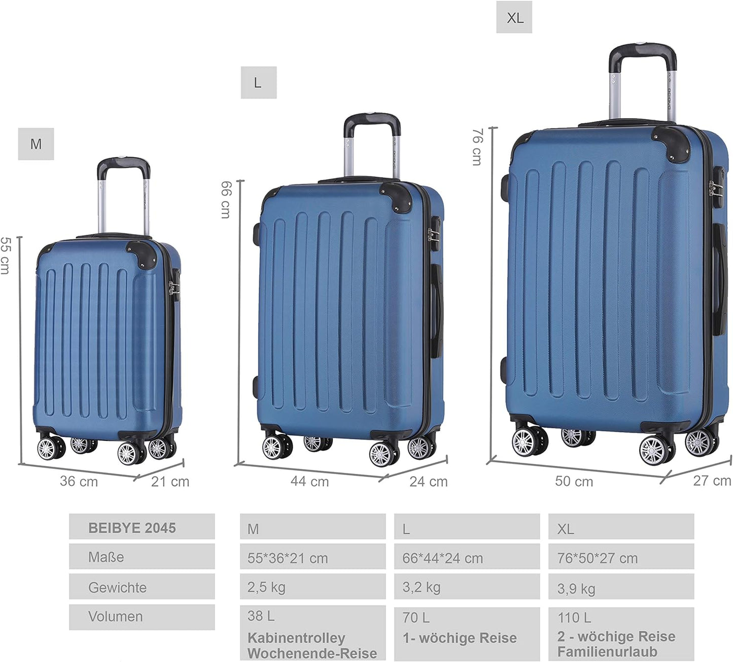 Reisekoffer Set 2045, Blau