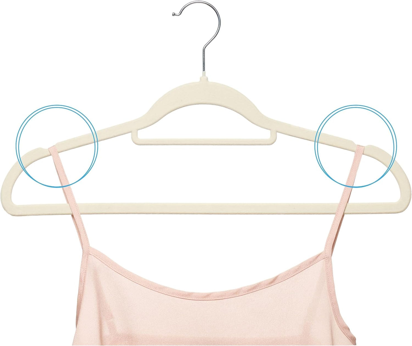 Samt-Kleiderbügel Set mit 360° Haken (100 Stück), Beige 100
