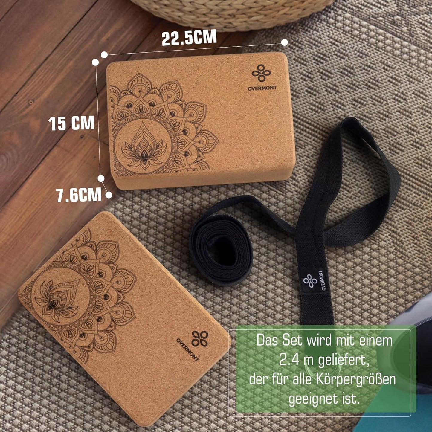 Yogablock-Set mit Gurt