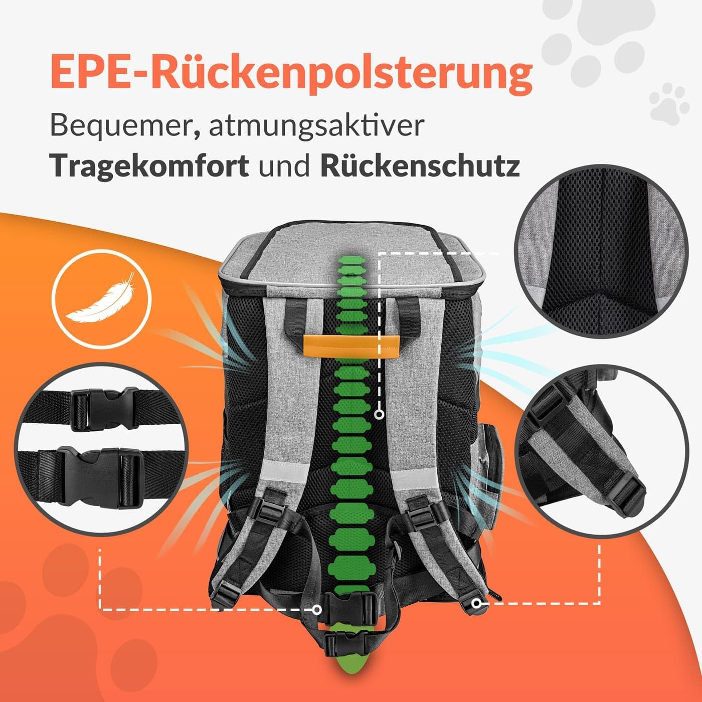 Haustierrucksack, Grau