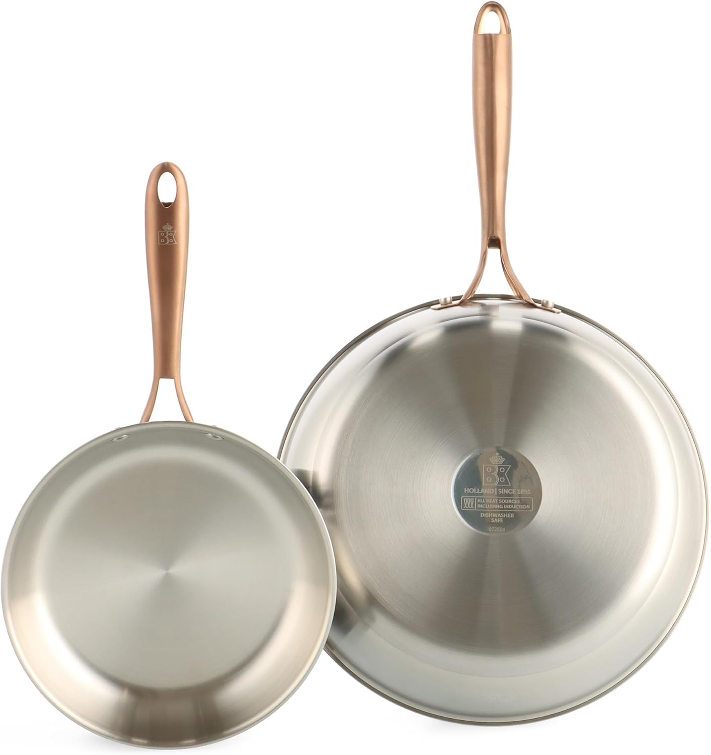 Edelstahl-Pfannenset, unbeschichtet, 2-teilig (20/28 cm), 2-teiliges Set