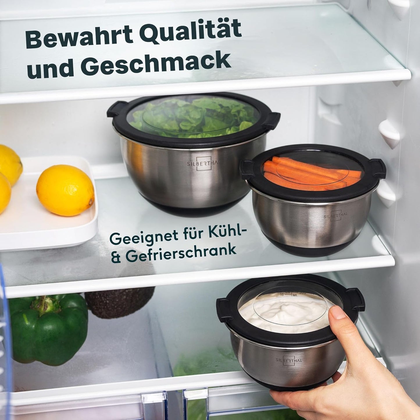 Edelstahl Rührschüssel mit Deckel (3,8l), 3,8l
