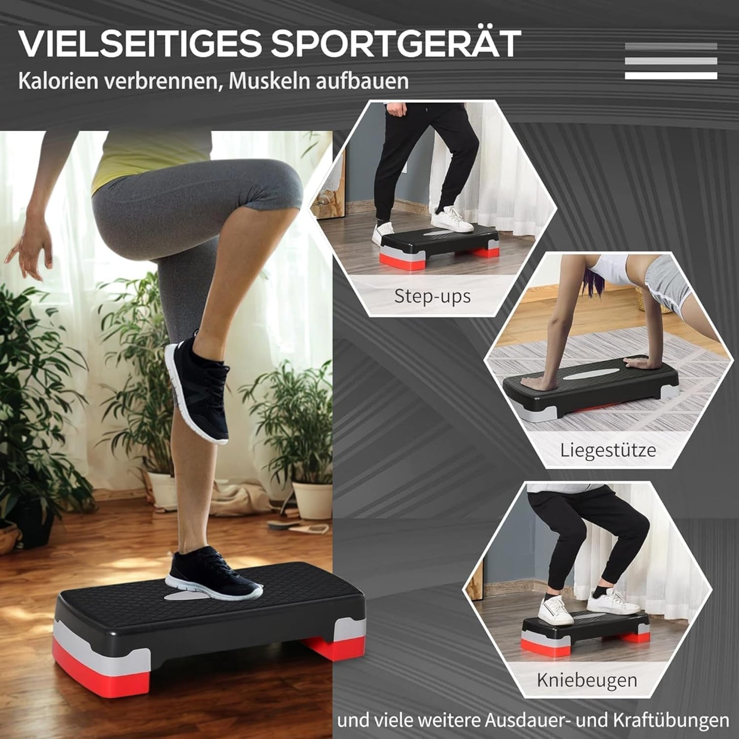 Aerobic Stepper mit Höhenverstellung