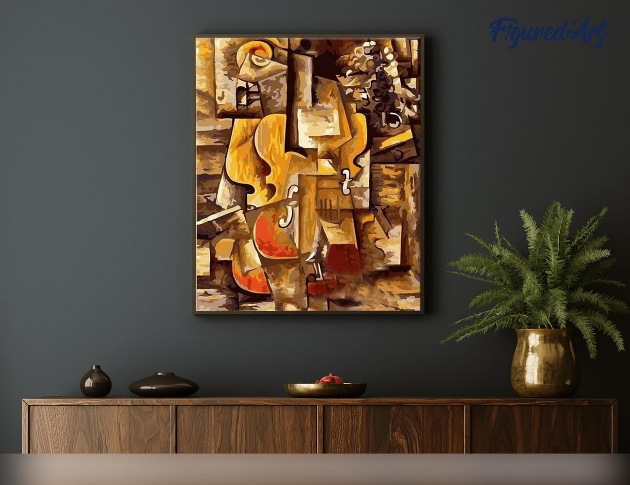 Malen nach Zahlen Set Violine, Picasso Violine und Trauben 40x50cm Mit Keilrahmen (nicht gespannt)