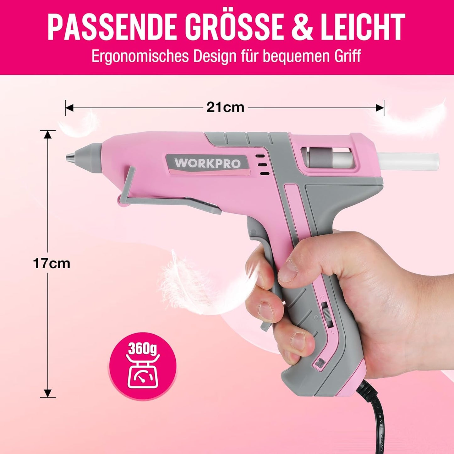 W125252A Heissklebepistole, Rosa