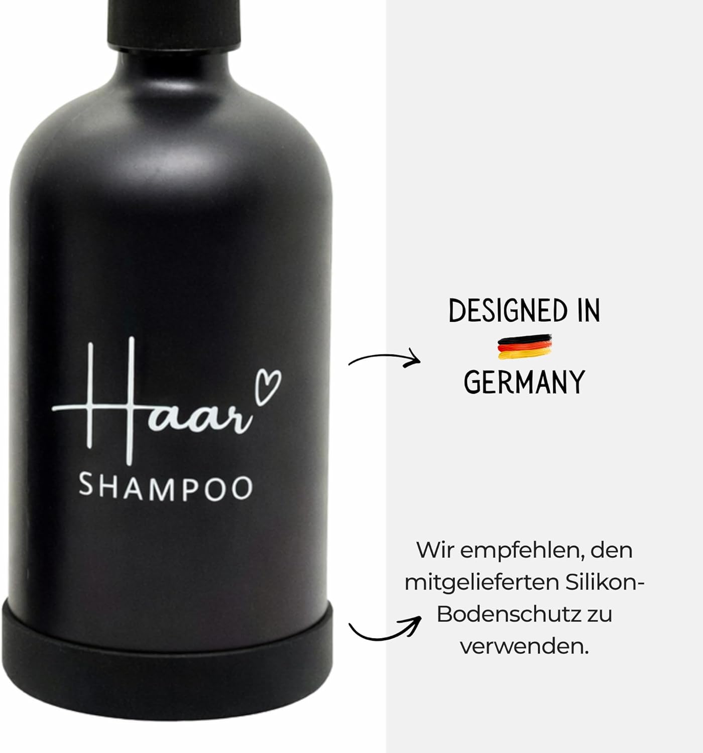 2er-Set Seifenspender für Duschseife & Haarshampoo, Schwarz Duschseife & Haarshampoo – Bambus Pump