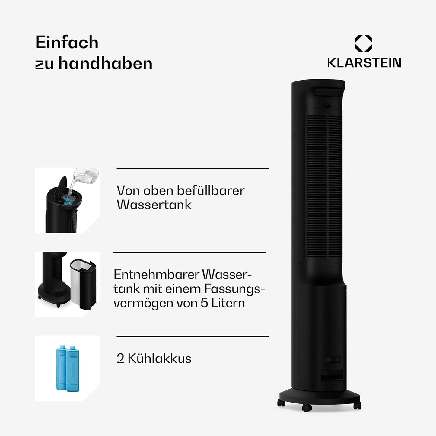 Luftkühler mit Wasserkühlung und Ionisator, Schwarz
