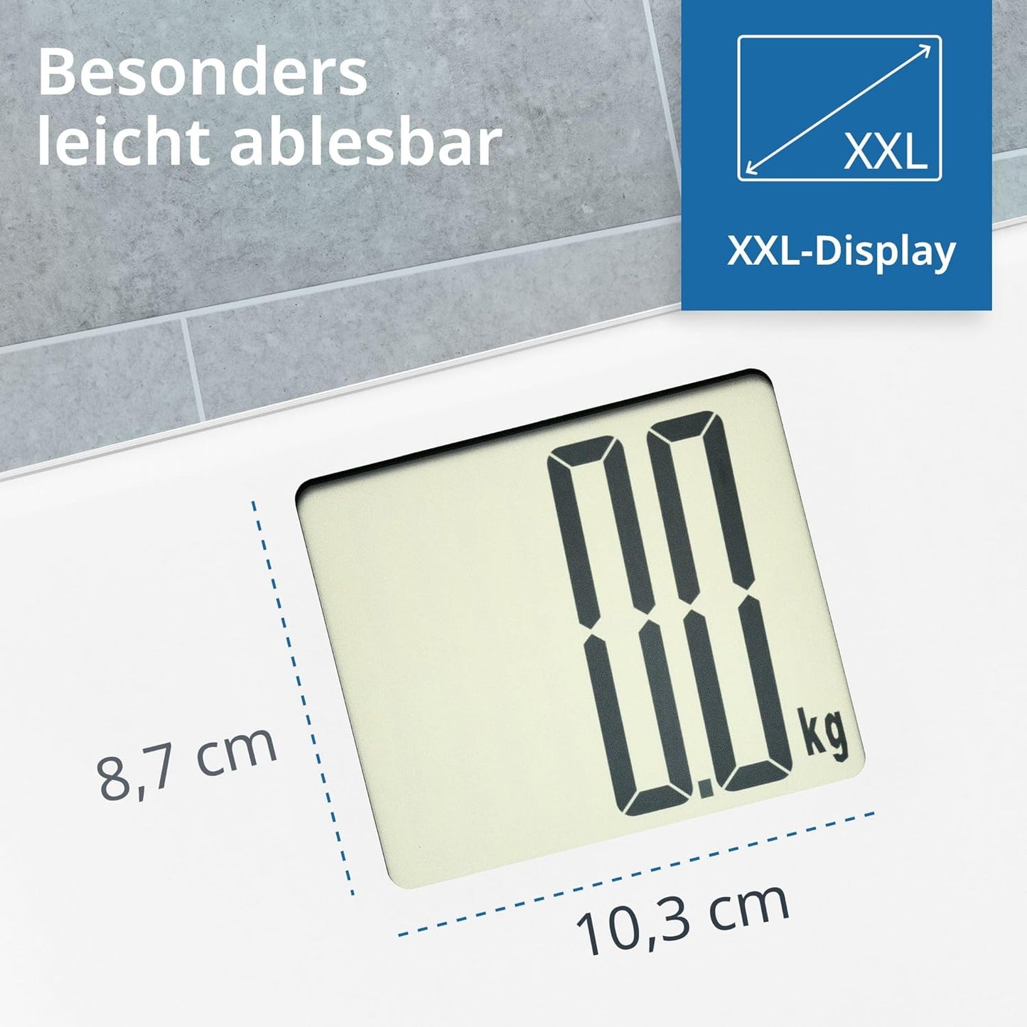 Digitale Personenwaage, Weiss XXL-Display 200 kg