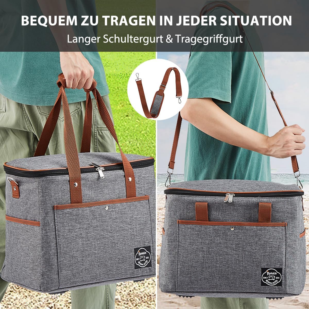 Faltbare Kühl- und Picknicktasche, Grau