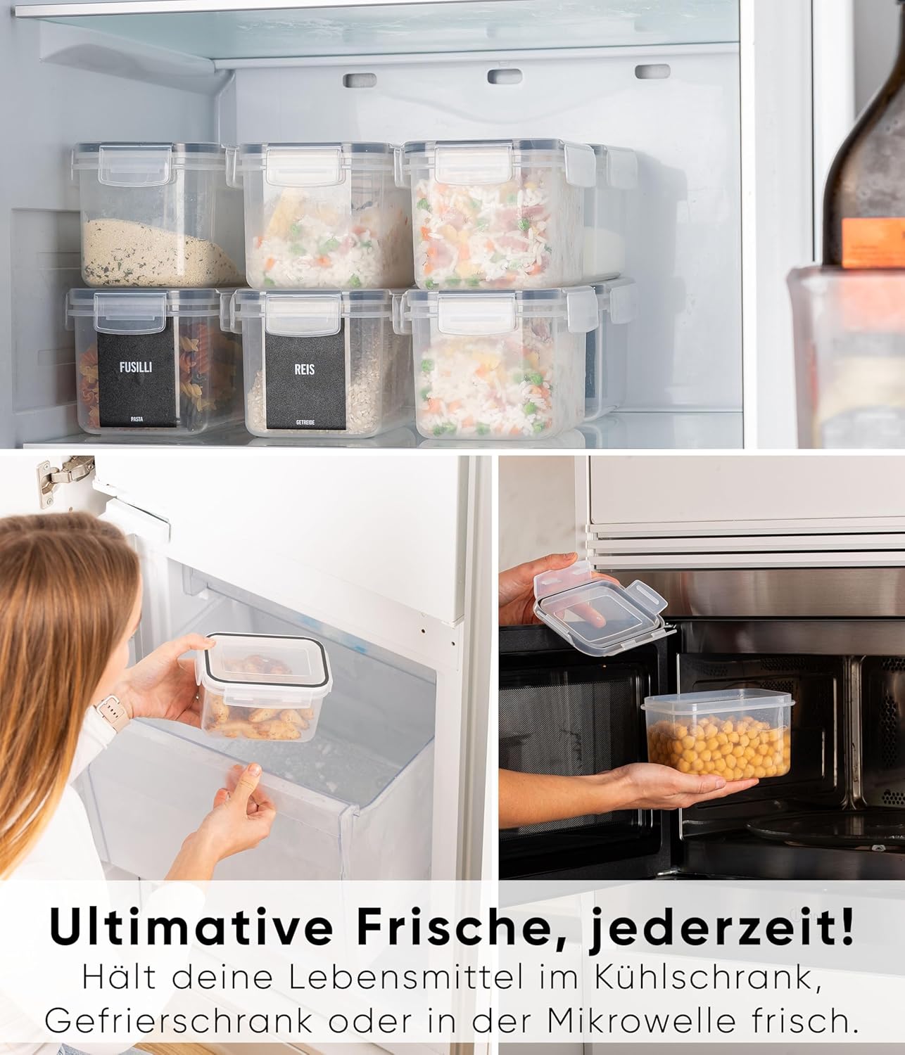 12-teiliges Vorratsdosen-Set inkl. Etiketten, 12 Set Schwarz