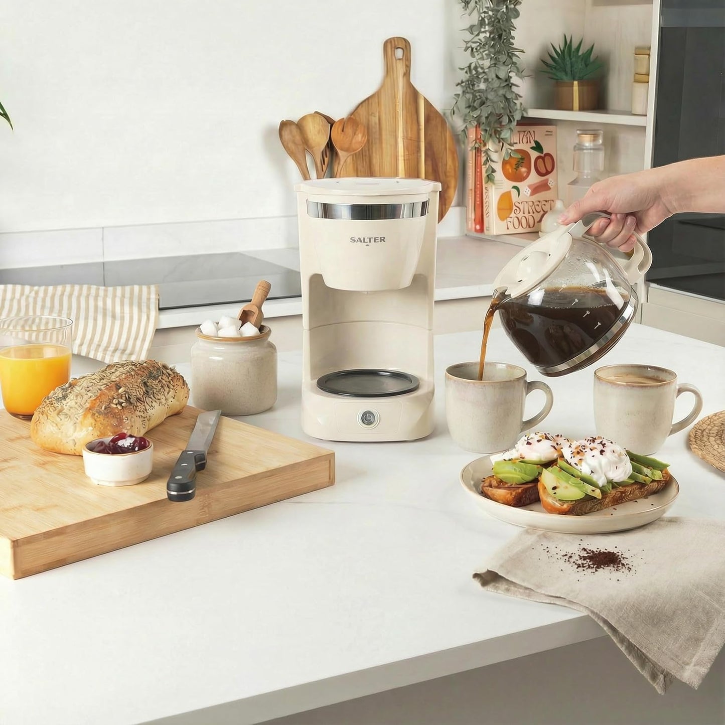 Retro Filterkaffeemaschine mit Glaskanne (1,25 l)