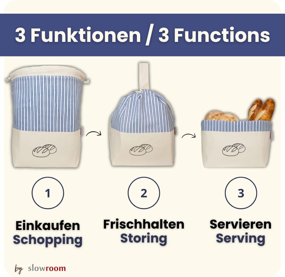 Brotbeutel, 3 in 1 Blau