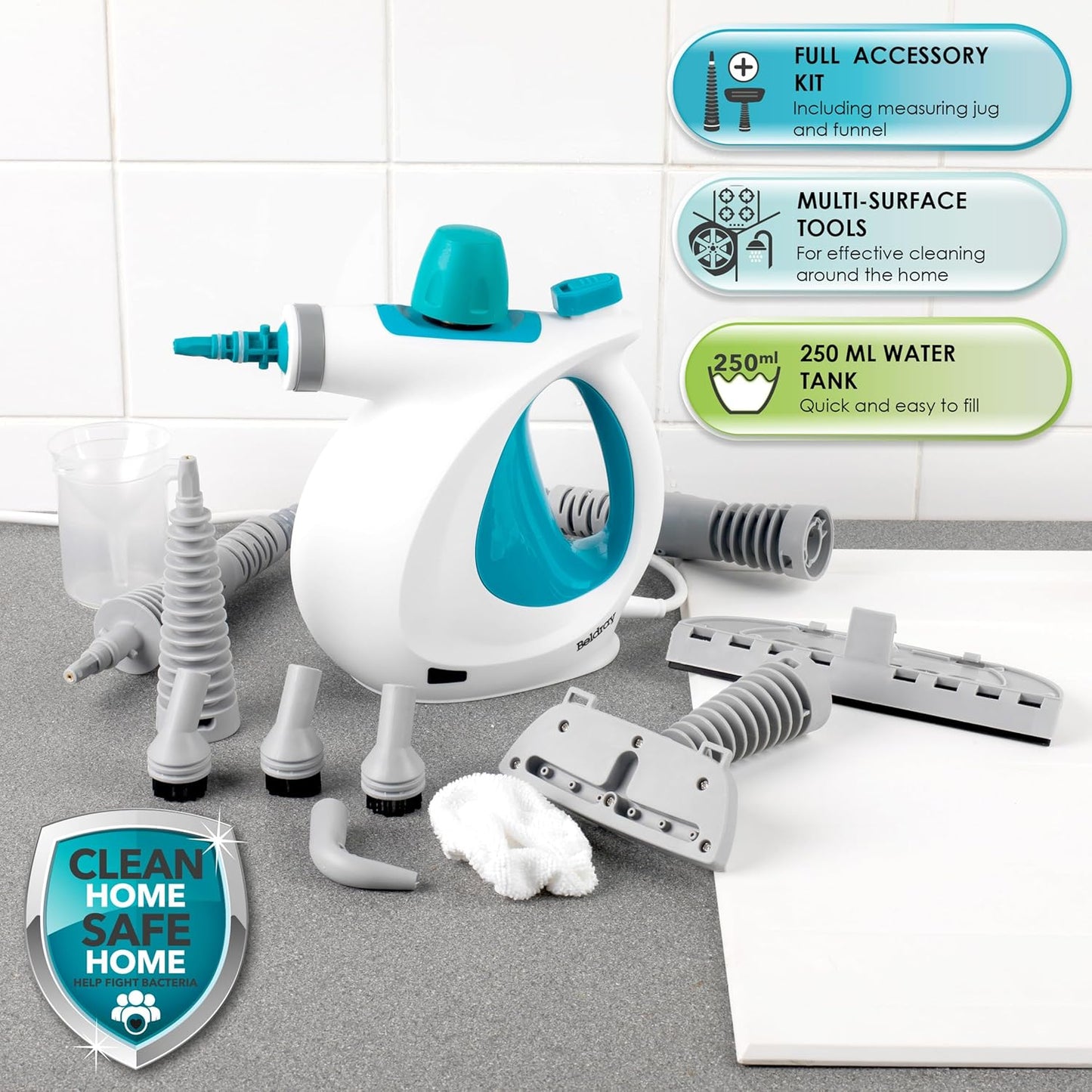 10-in-1 Dampfreiniger Handgerät für Bad und Fenster, EU-Stecker
