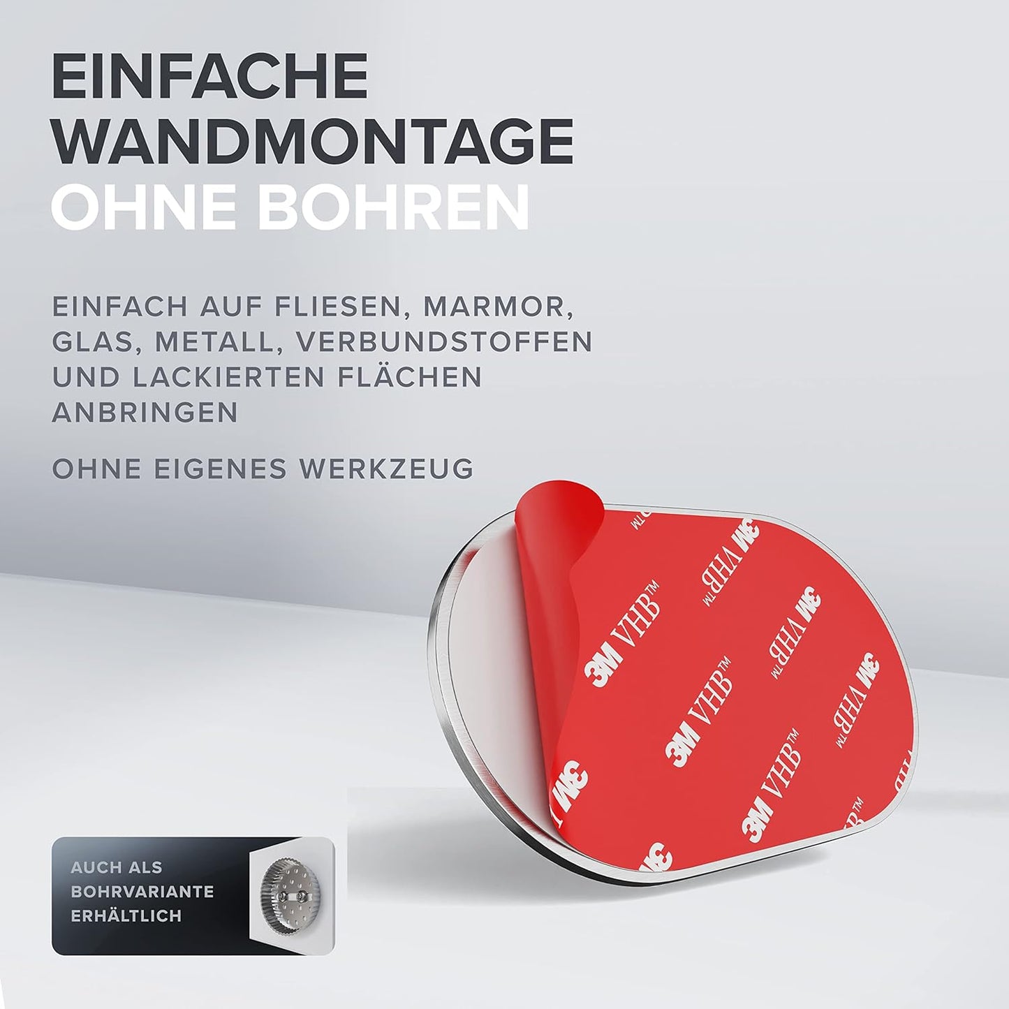 Kosmetikspiegel mit Beleuchtung, 5x Vergrösserung, Wandmontage, Silber - Ohne Bohren Zum Kleben