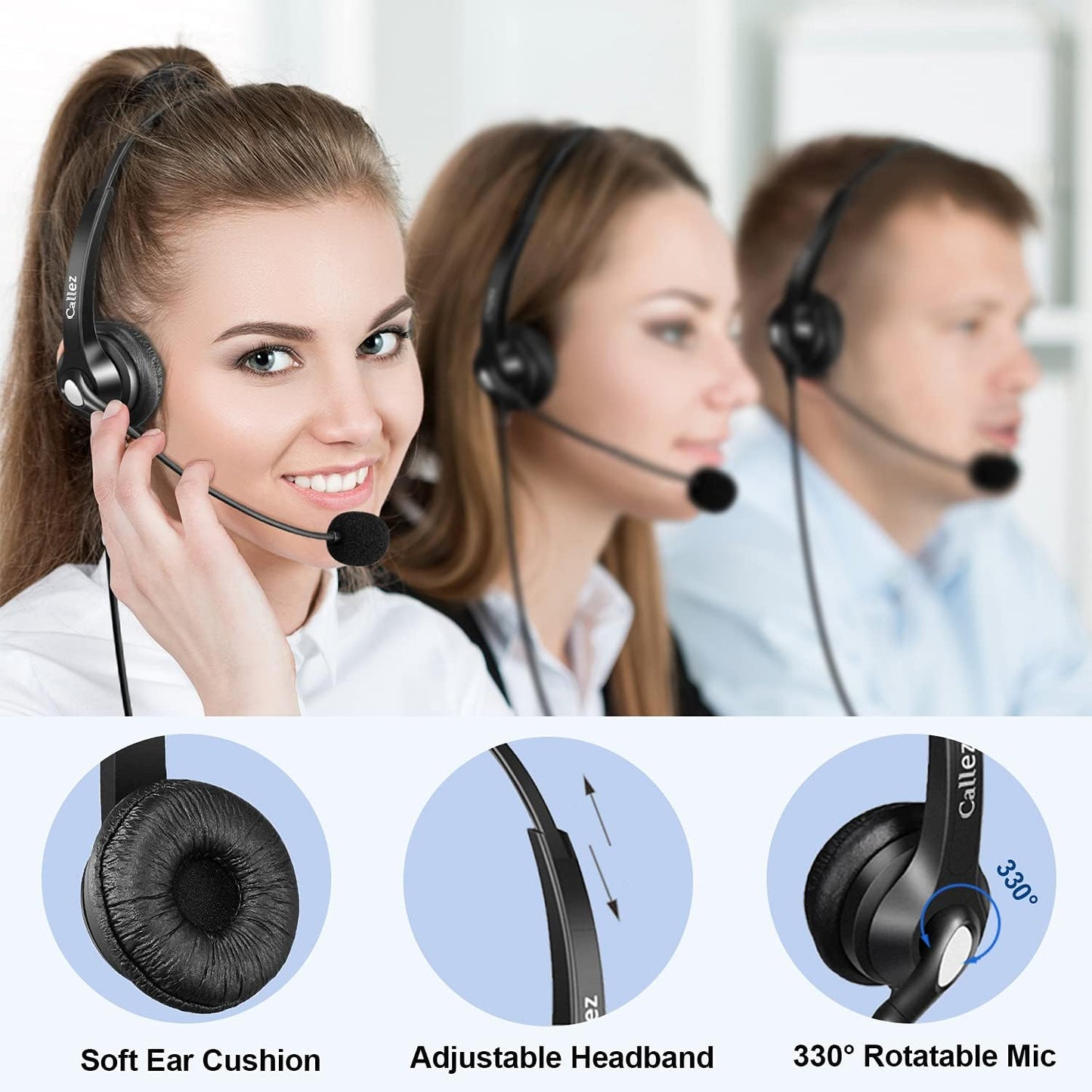 USB Headset mit Mikrofon & Noise Cancelling, Grau