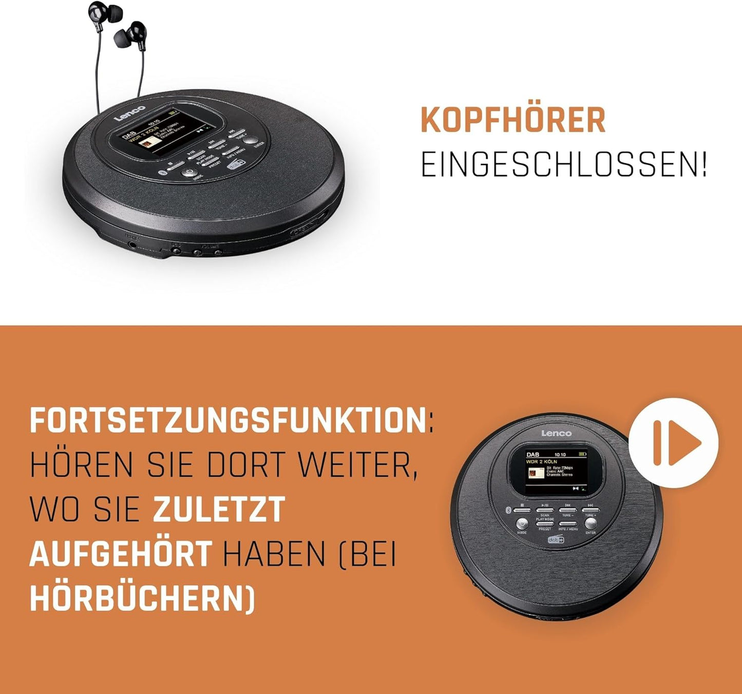 CD-Player CD-500, Mit Bluetooth u. DAB+ Schwarz