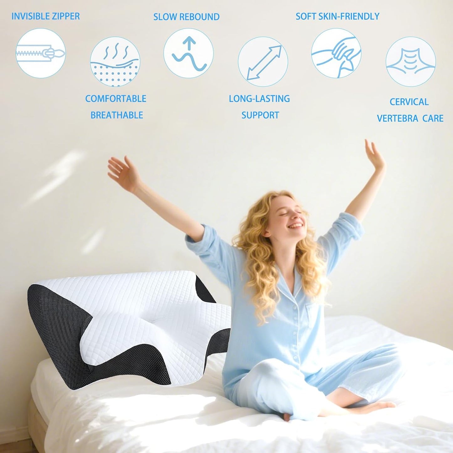 Ergonomisches Nackenkissen aus Memory Foam, Schwarz