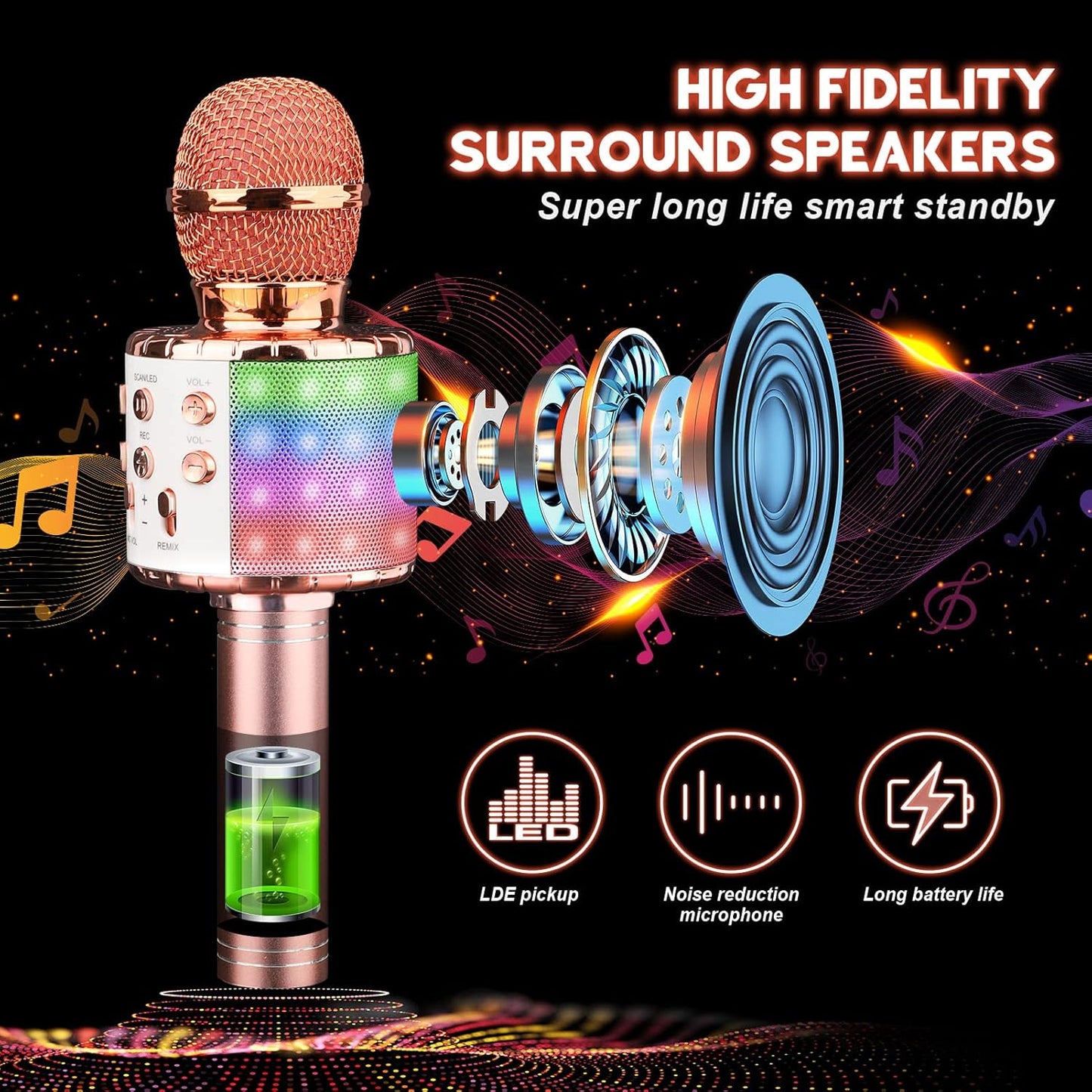 4-in-1 Bluetooth Karaoke-Mikrofon, rose_gold