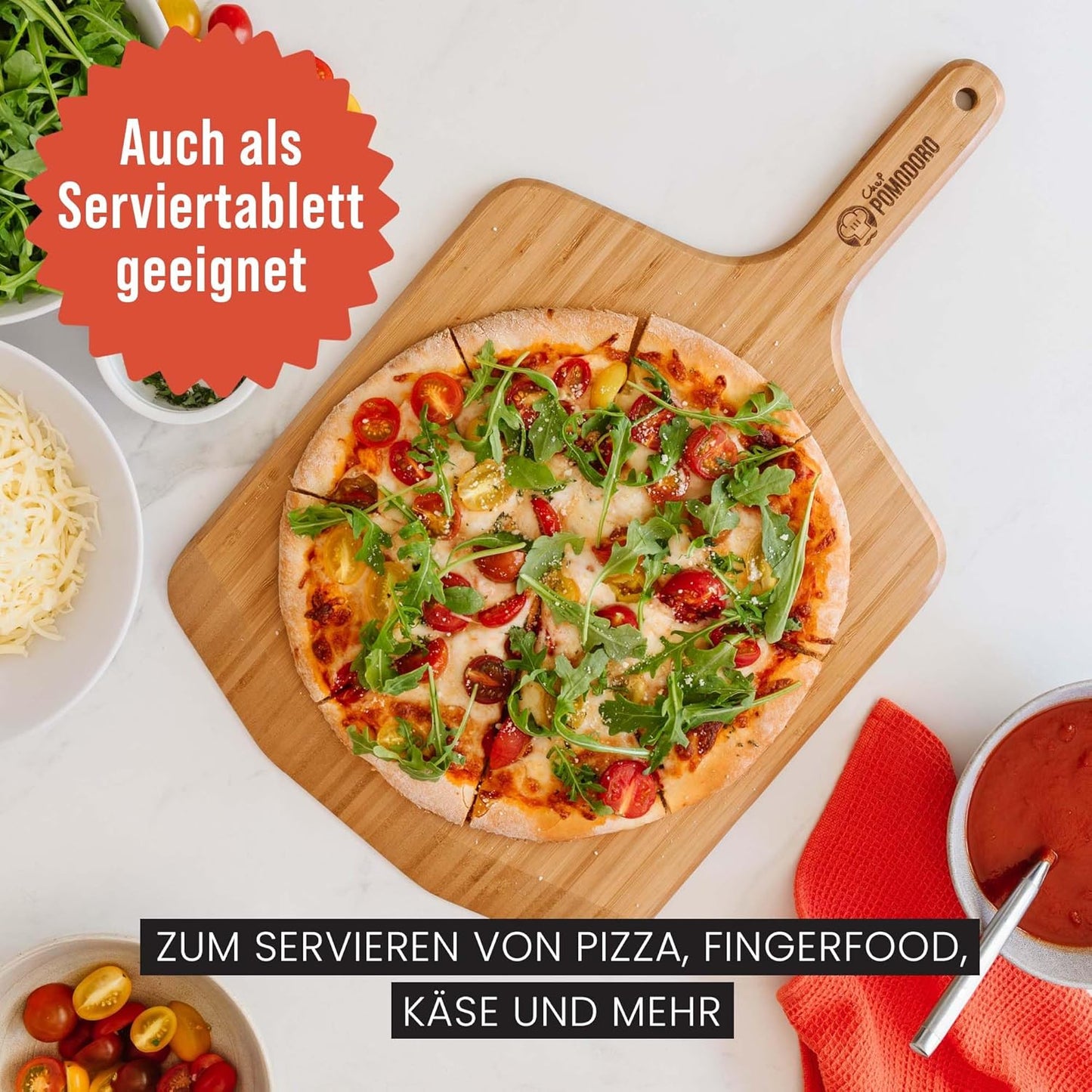 Pizzaschieber und Servierplatte, 50.5L x 30.5B cm