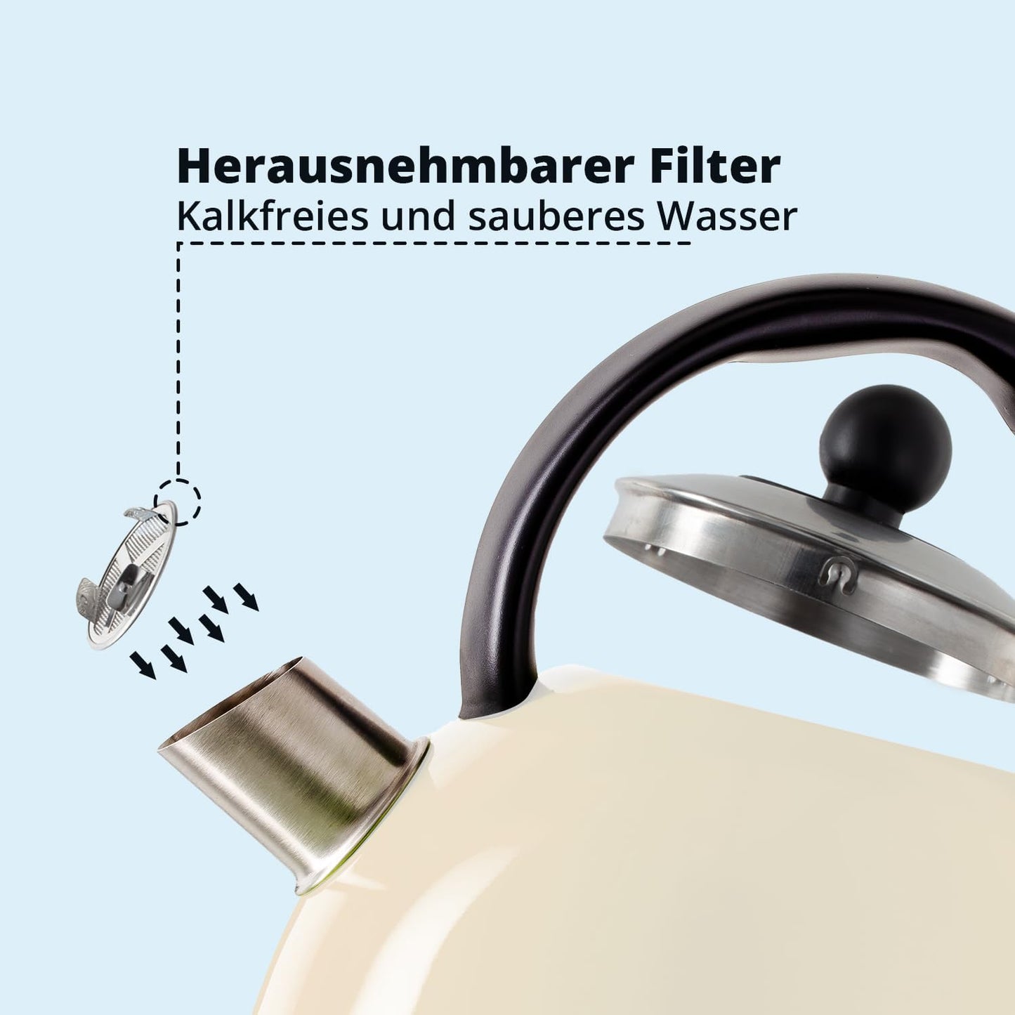 WK-1711 Kessel-Wasserkocher Retro, Creme