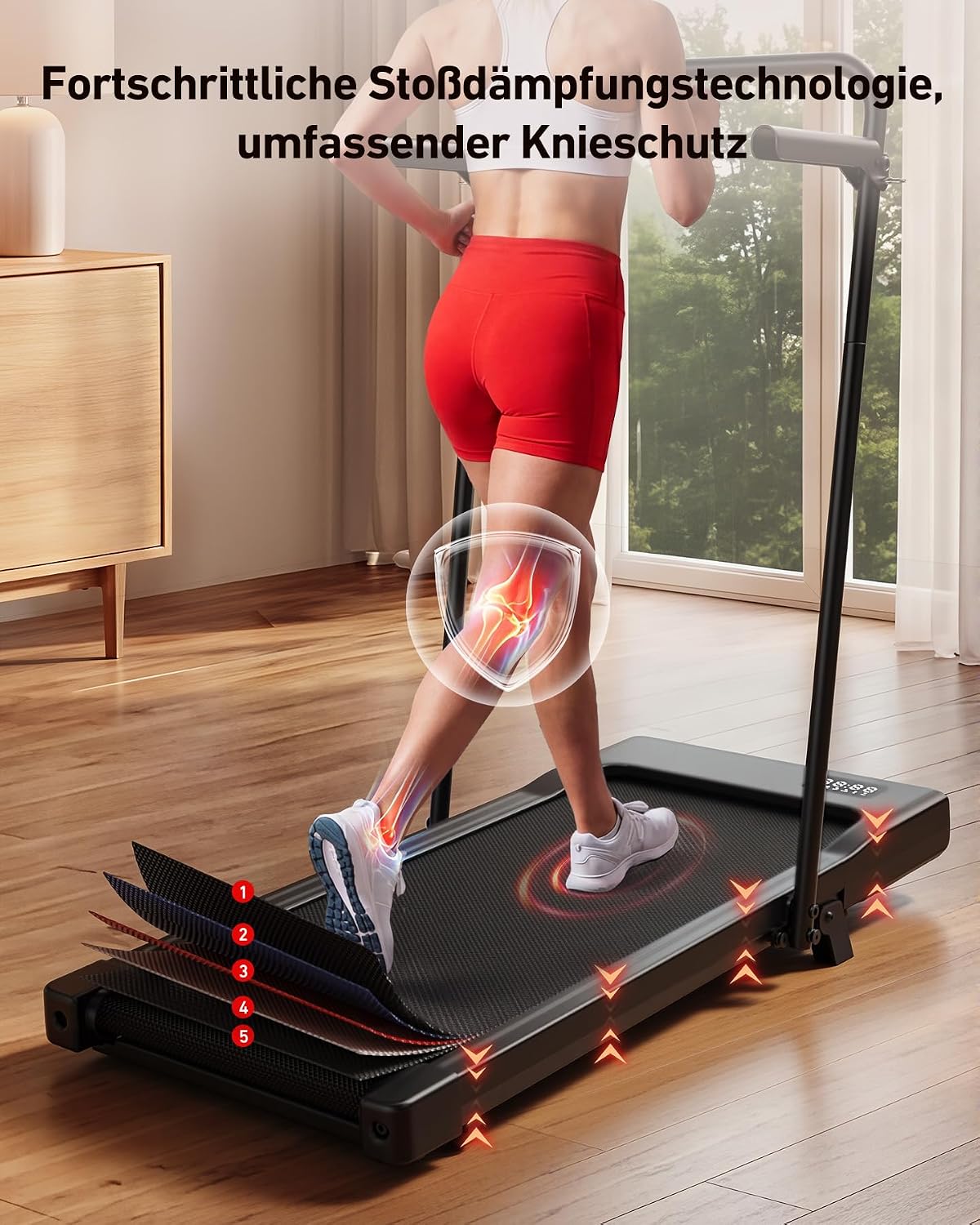 Walking Pad mit Steigung, Glänzend Schwarz 90cm