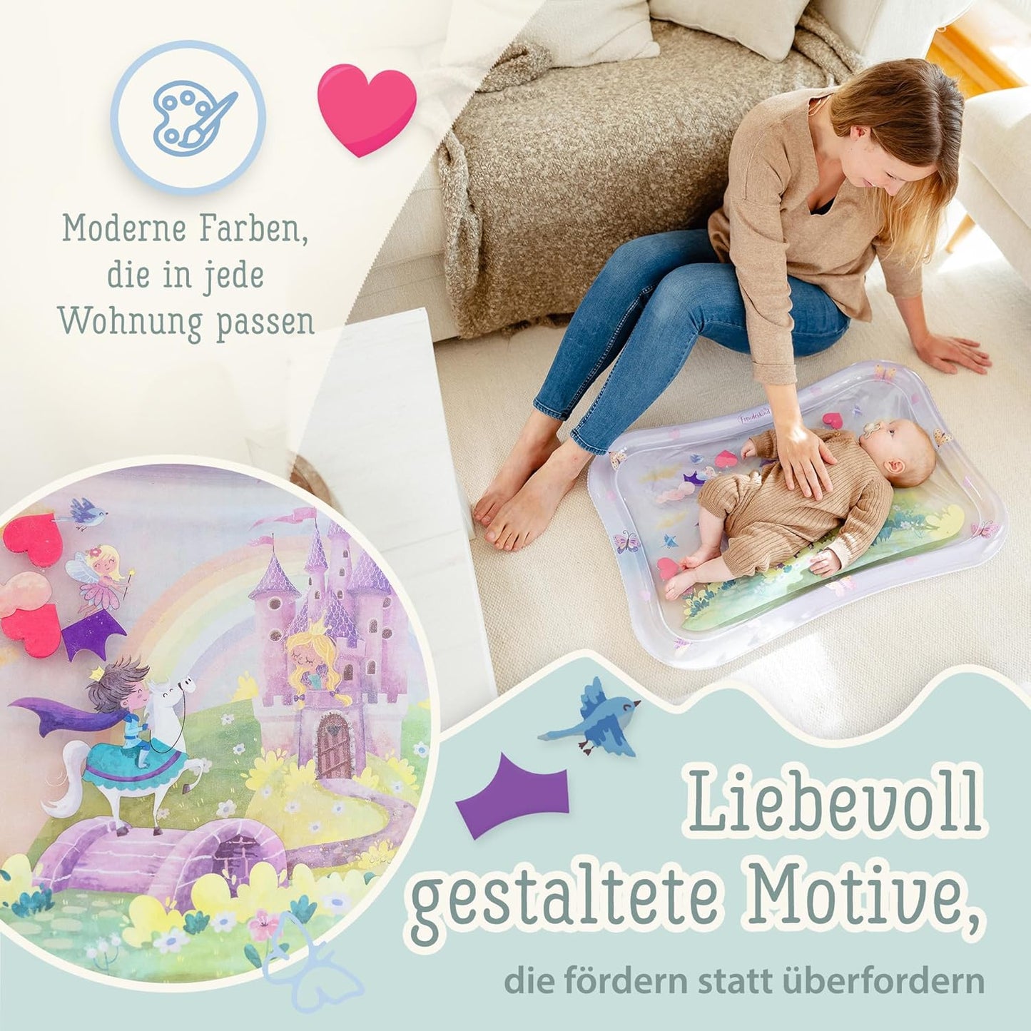 TummyTime Wasserspielmatte XXL Märchenschloss, Märchenschloss (Lavendelrosa)
